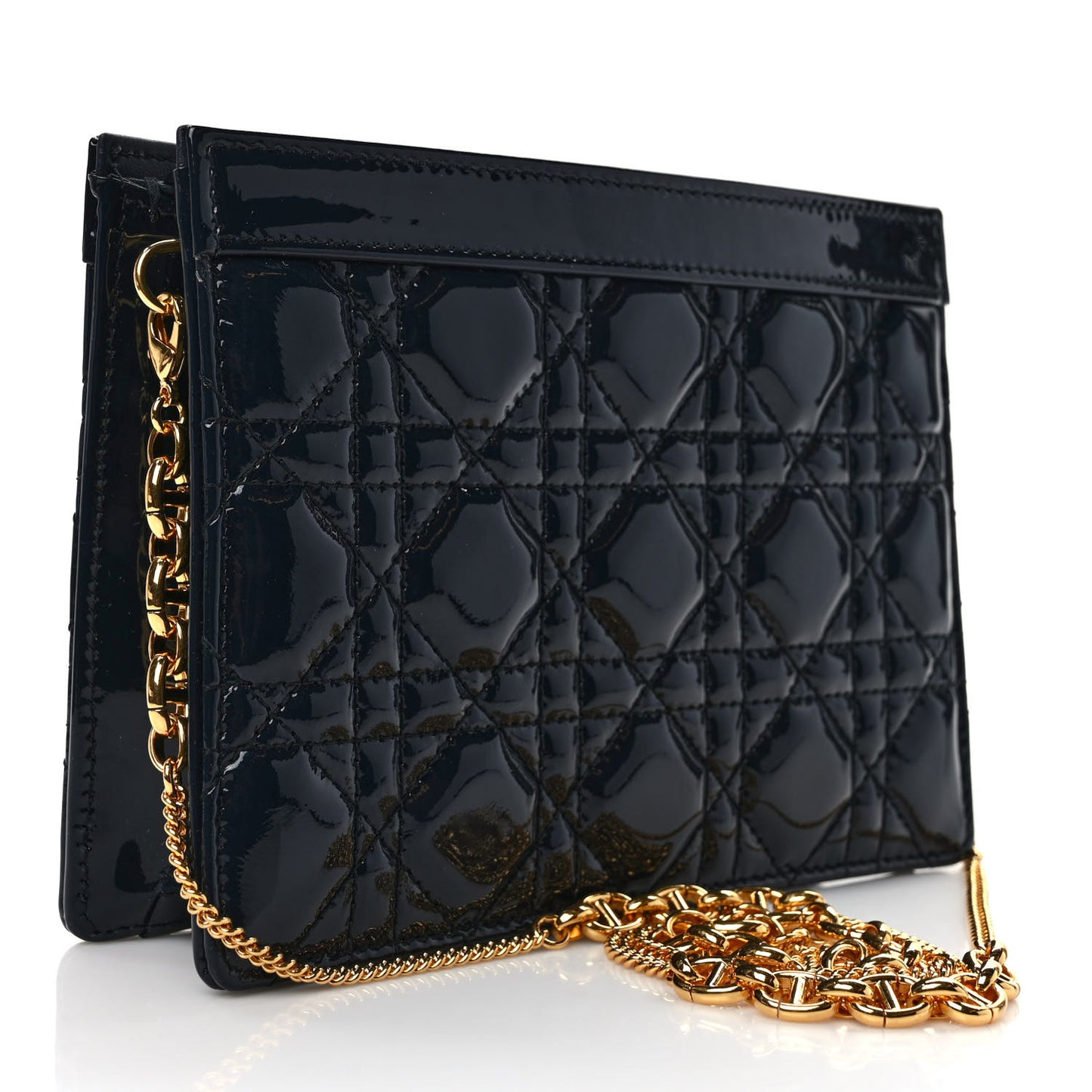 Patent Cannage Caro Zipped Pouch With Chain True Blue