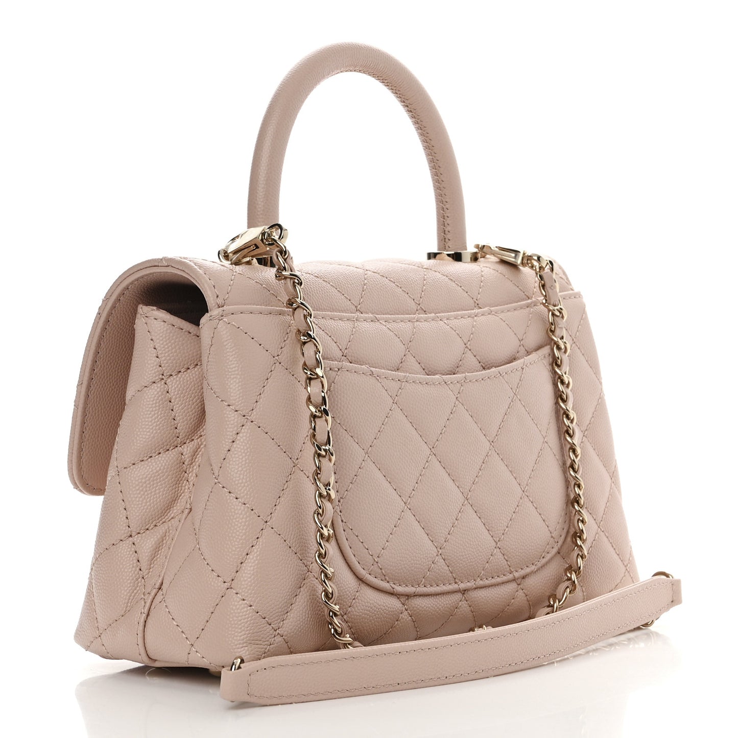 Caviar Quilted Mini Coco Handle Flap Beige