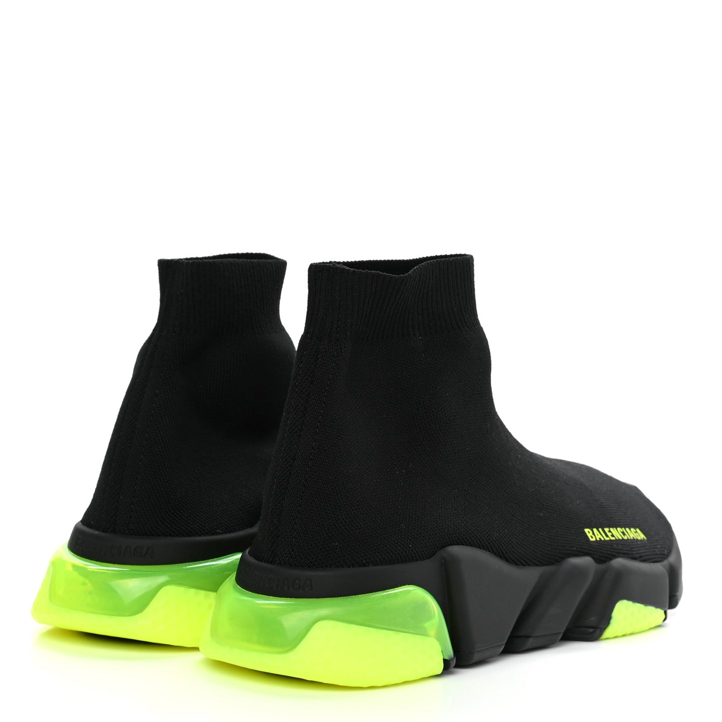 Neoprene Knit Mens Speed Clear Sole Sneakers 41 Black Yellow Fluo