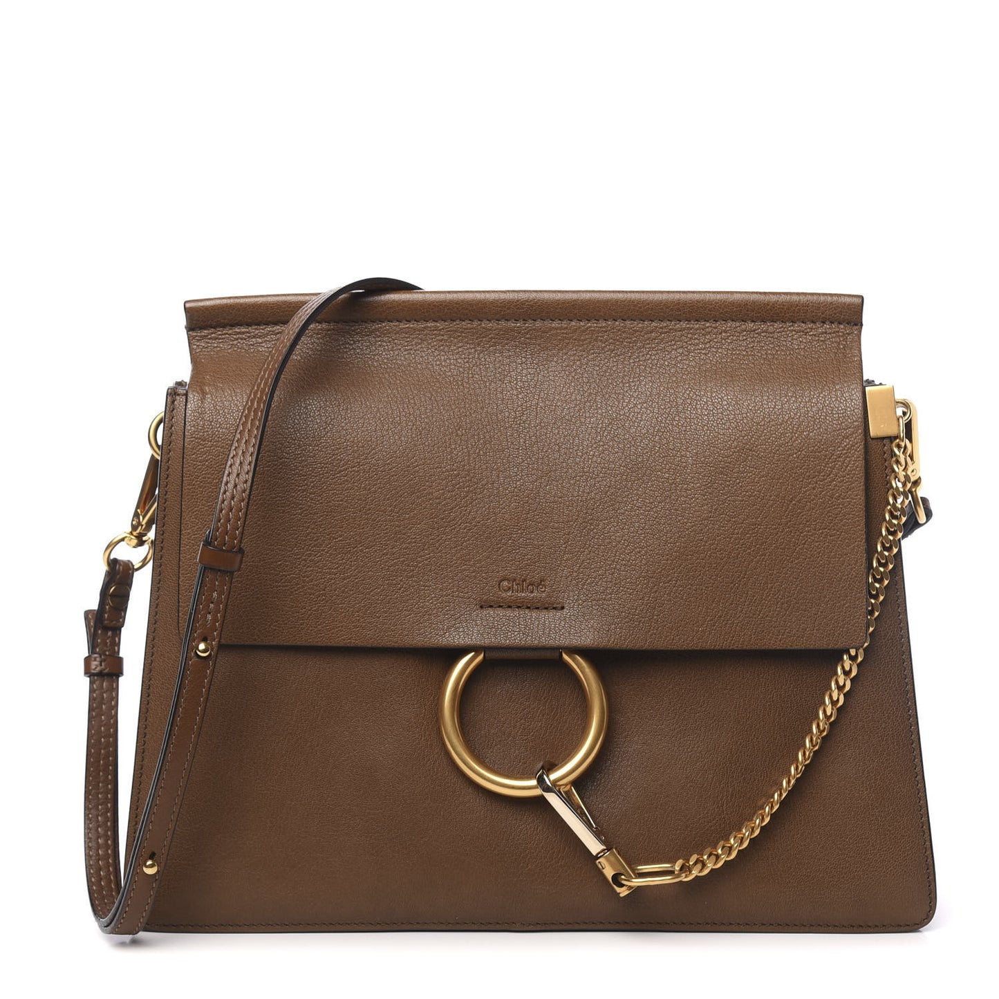 Goatskin Medium Faye Shoulder Bag Woody Khaki