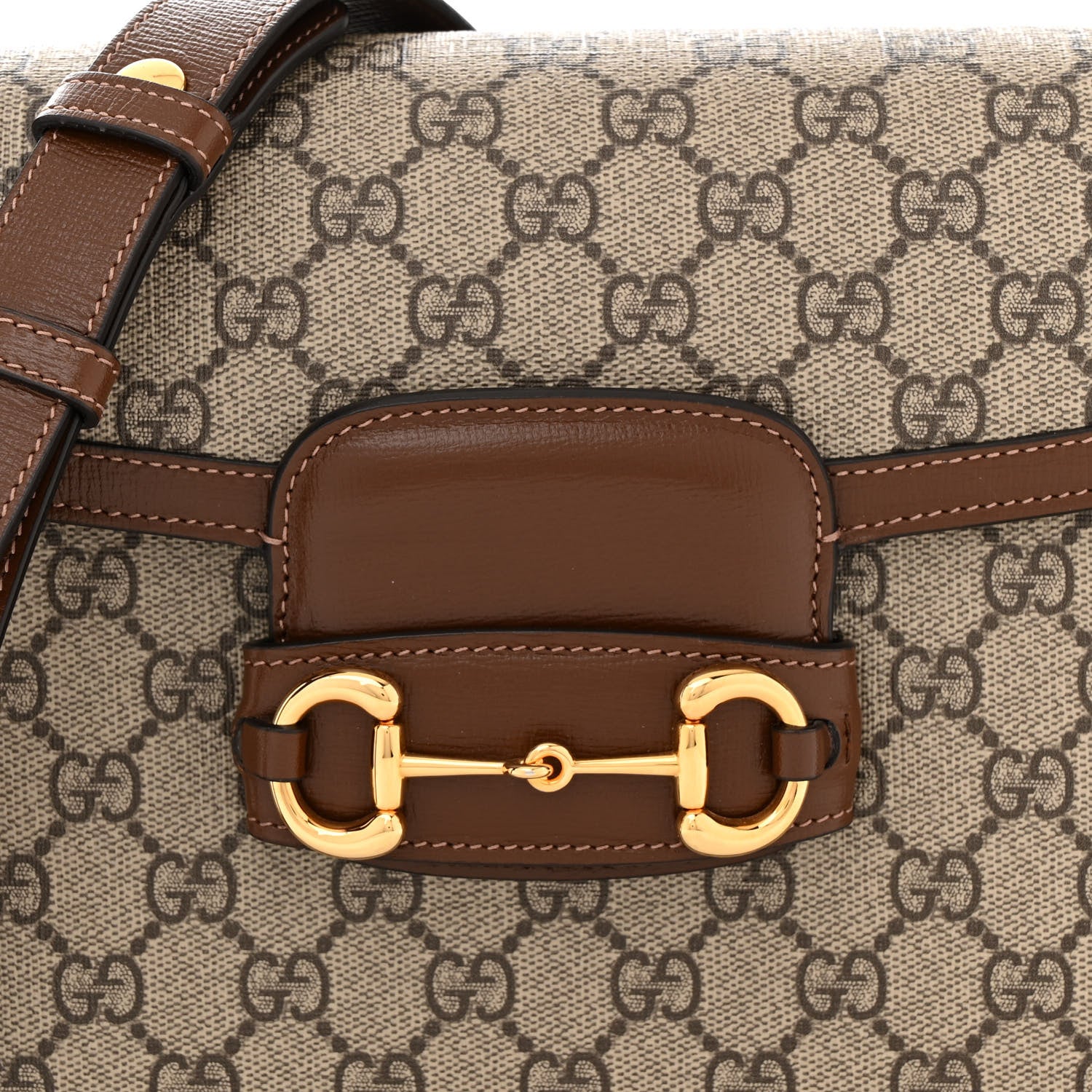 Gucci GG Supreme Monogram Horsebit 1955 Shoulder Bag Beige Brown Sugar 8 of 11