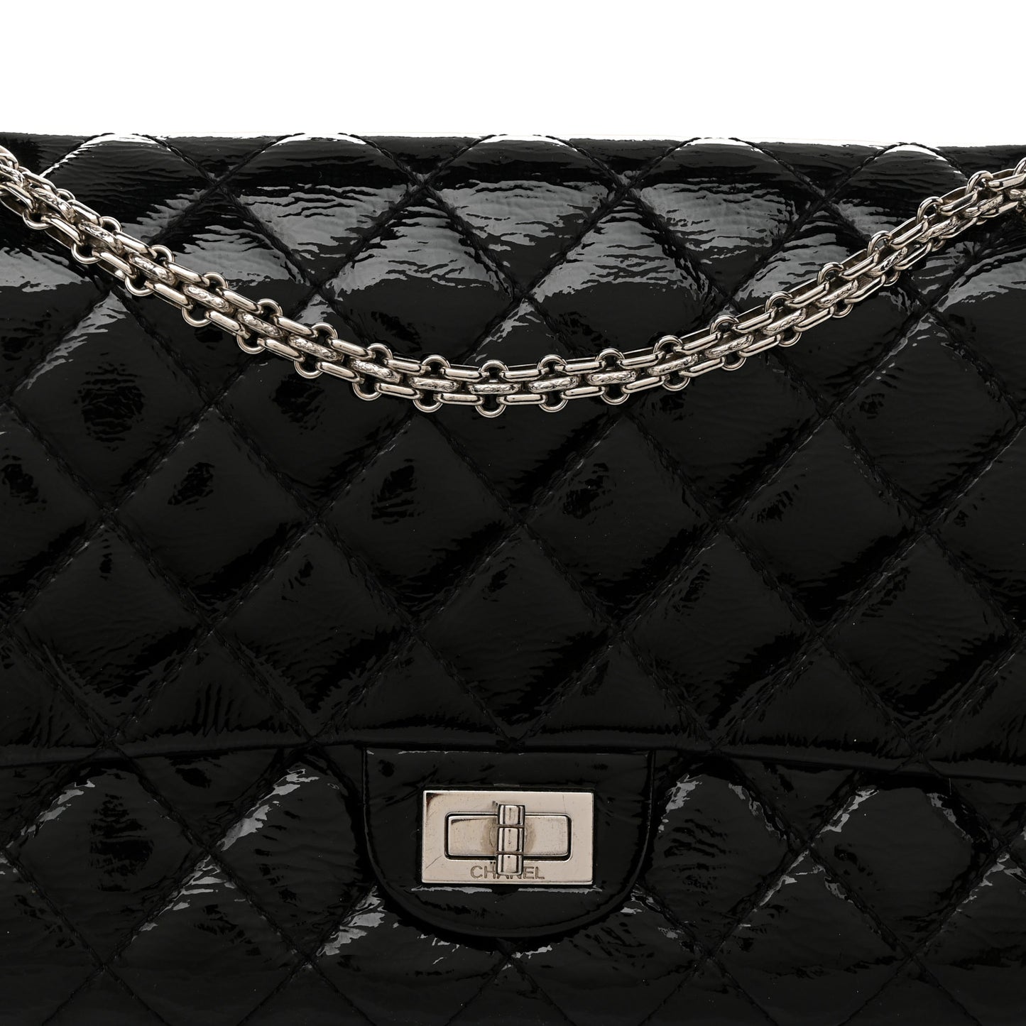 Distressed Patent Quilted 2.55 Reissue 226 Flap Black