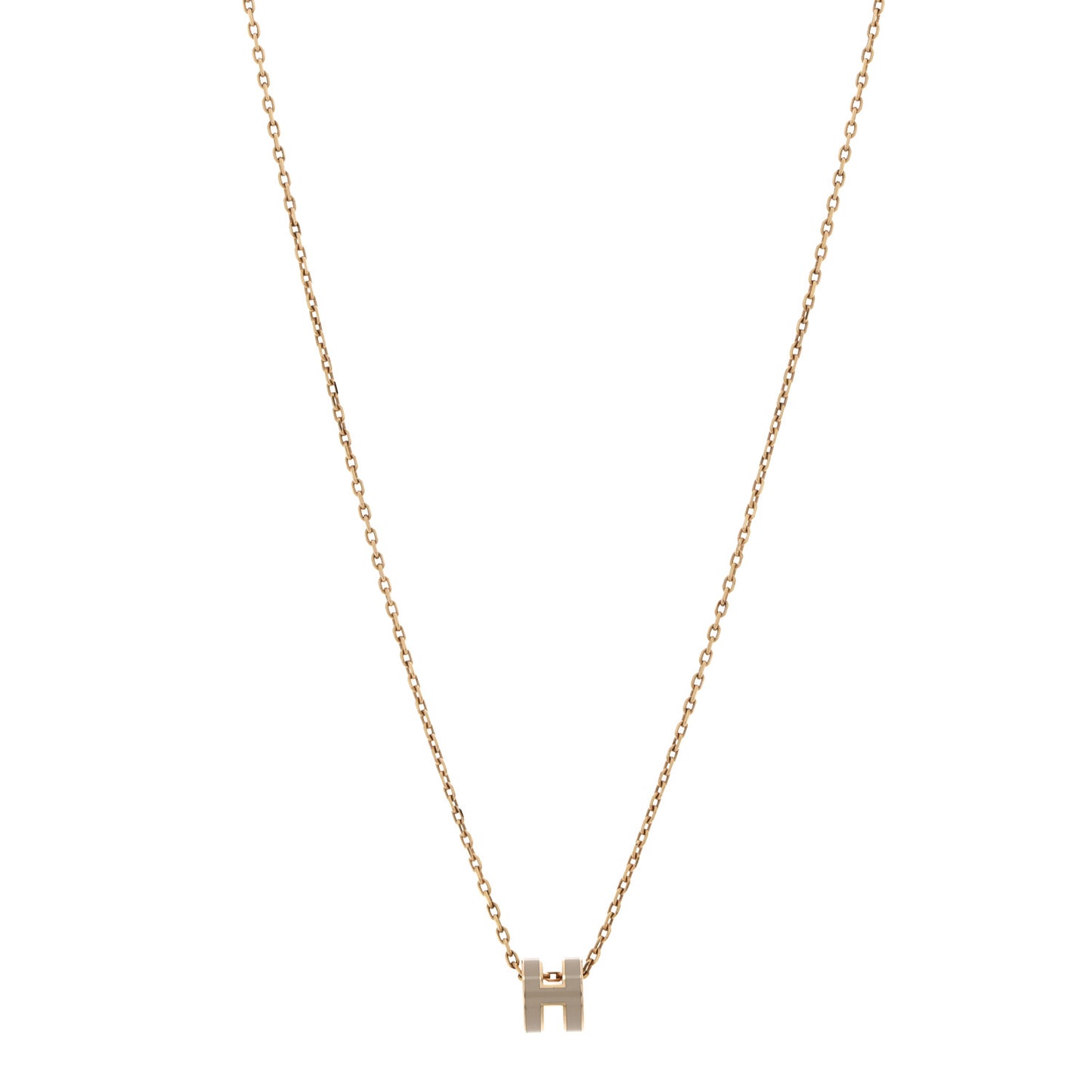 Lacquered Rose Gold Mini Pop H Pendant Necklace Marron Glace