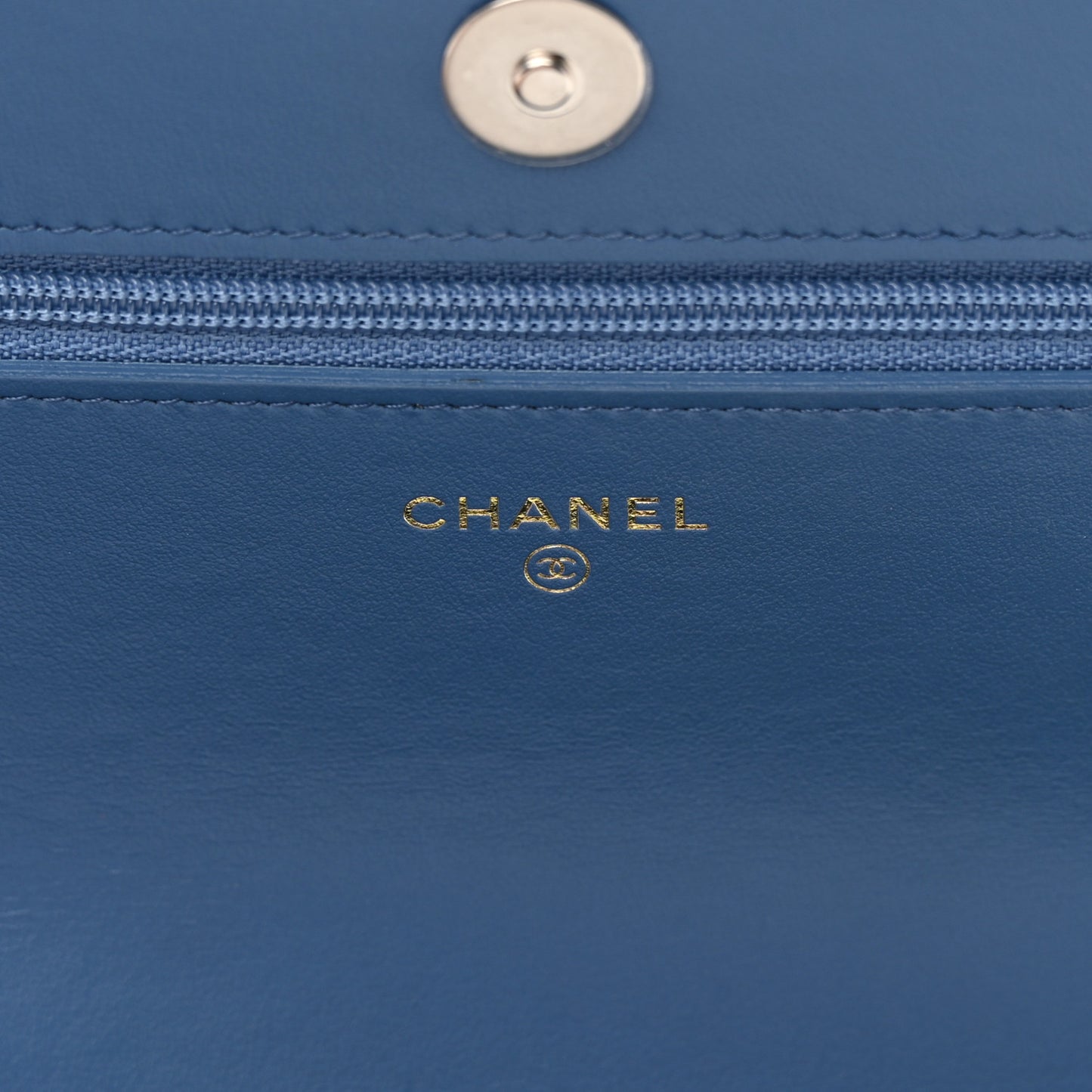 Denim Quilted Chanel 19 Wallet On Chain WOC Blue