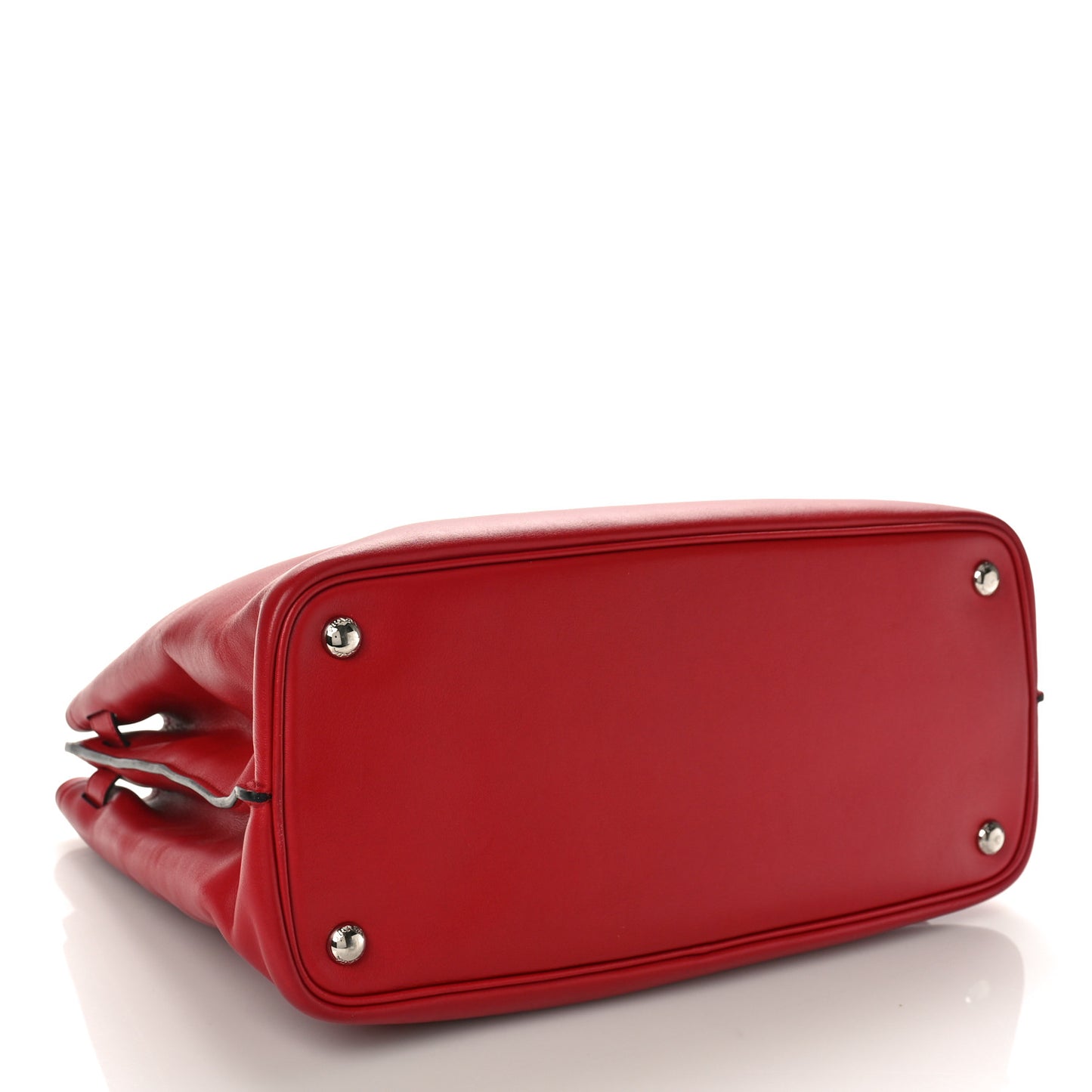 Soft Calfskin Ribbon Tote Rosso Black