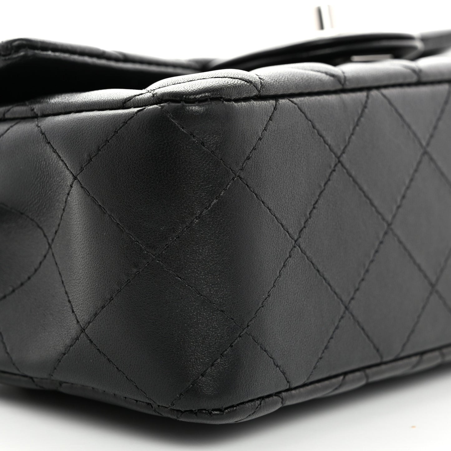 Lambskin Quilted Mini Rectangular Flap Black