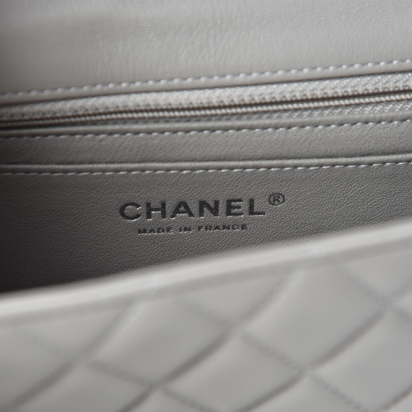 Lambskin Quilted Mini Rectangular Flap Grey