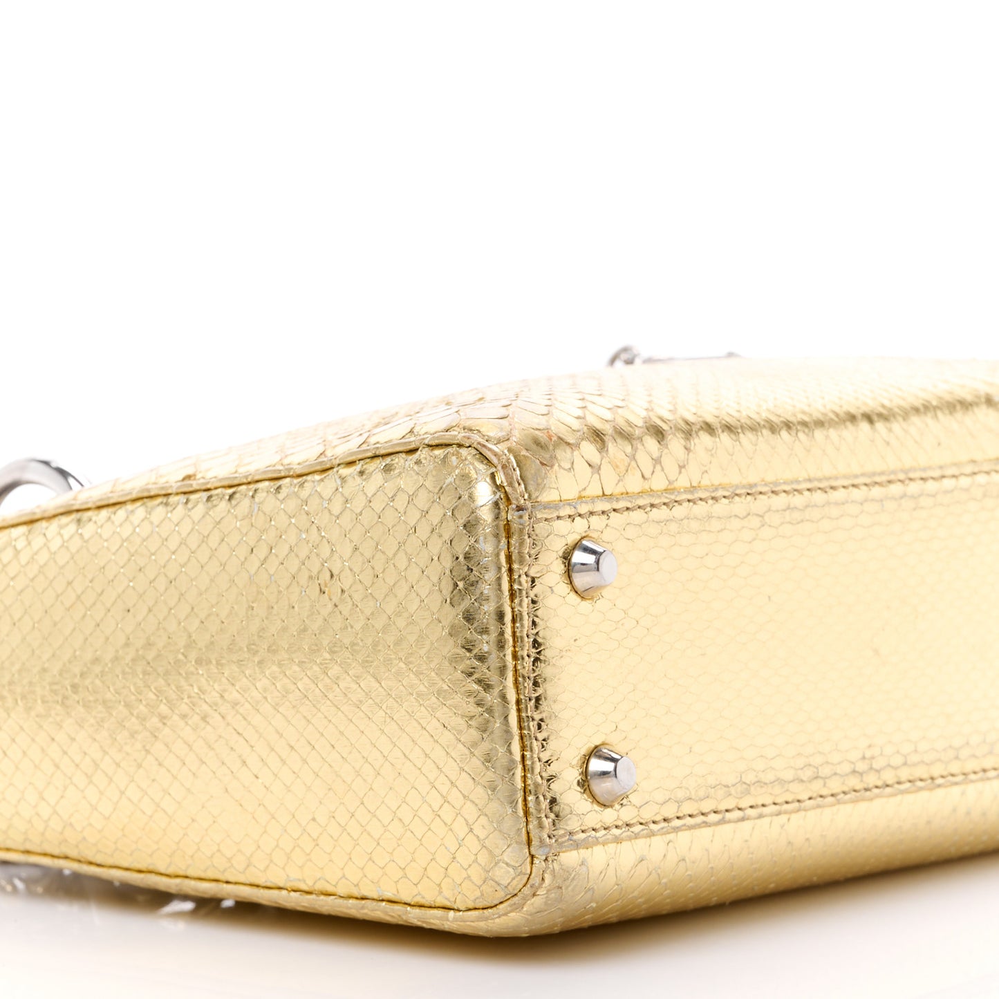 Metallic Snakeskin Mini Lady Dior Gold