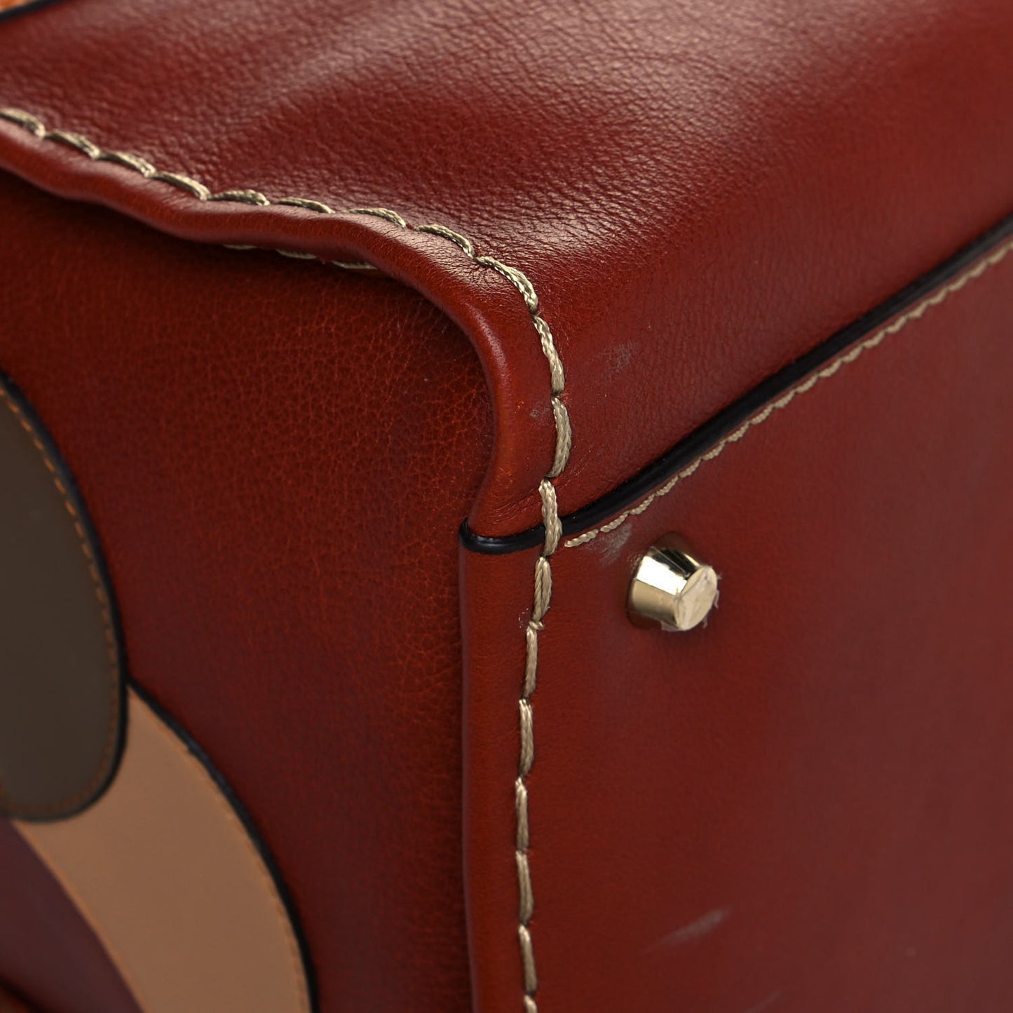 Buffalo Leather Recycled Cashmere Scallop Patches Large Edith Day Bag Sepia Multicolor