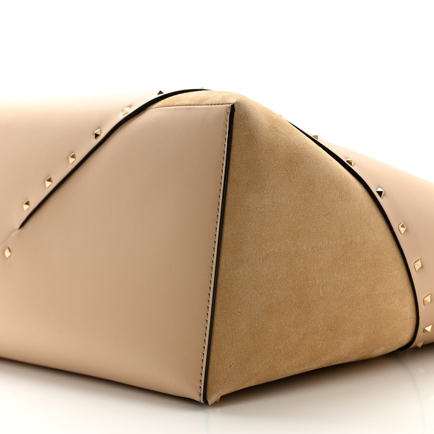 Calfskin Suede Rockstud Wispy Tote Sabbia