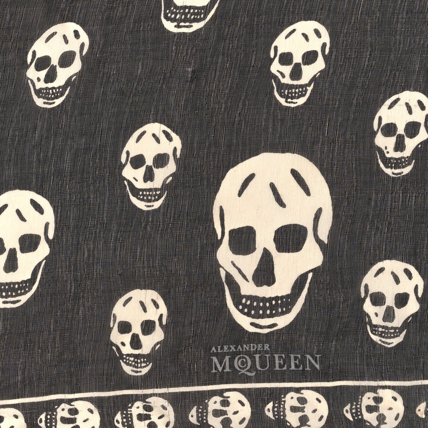 Silk Chiffon Skull Scarf Black Ivory