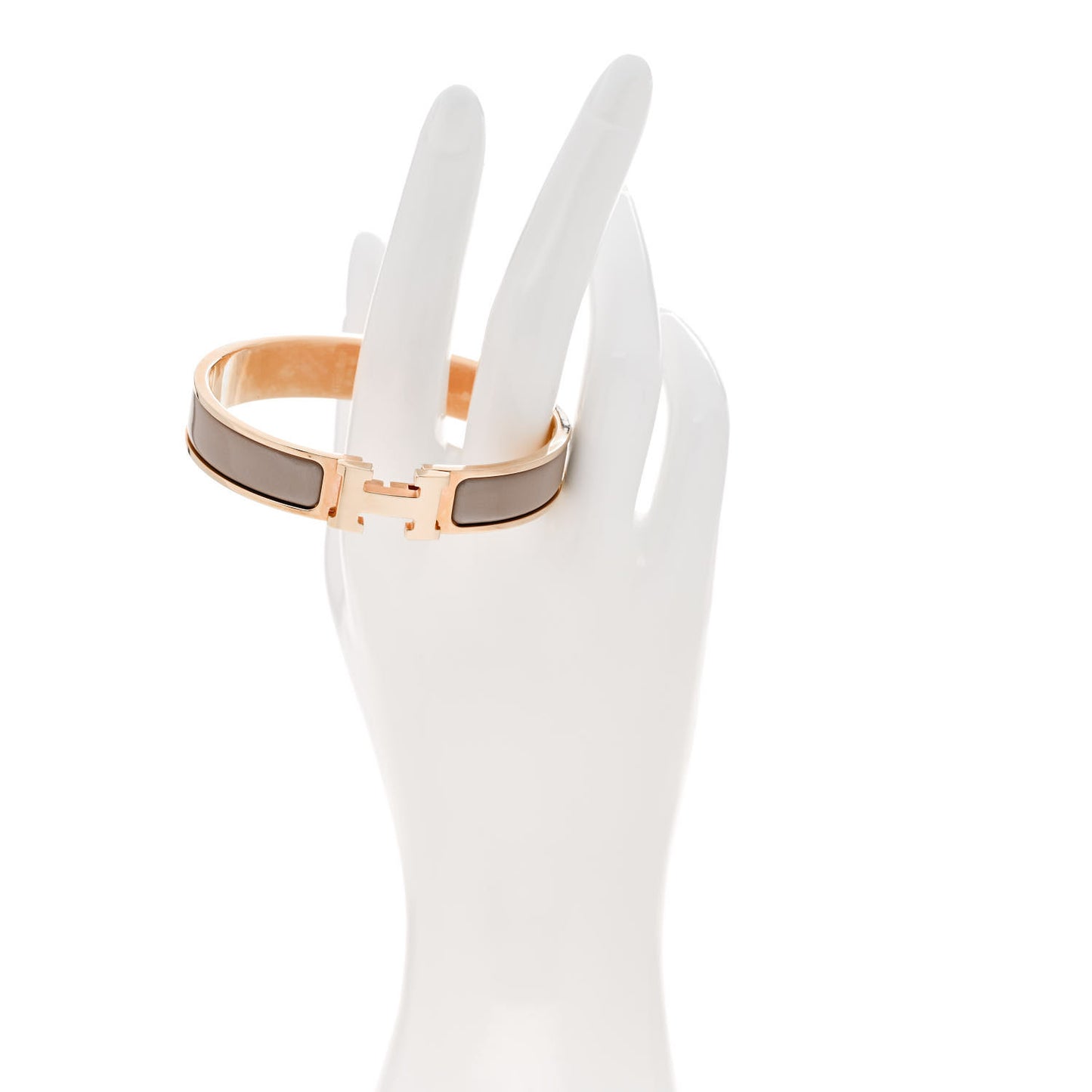 Enamel Narrow Clic Clac H Bracelet GM Marron Glace