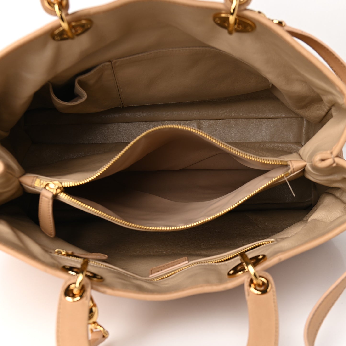 Lambskin Cannage Large Lady Dior Tote Beige