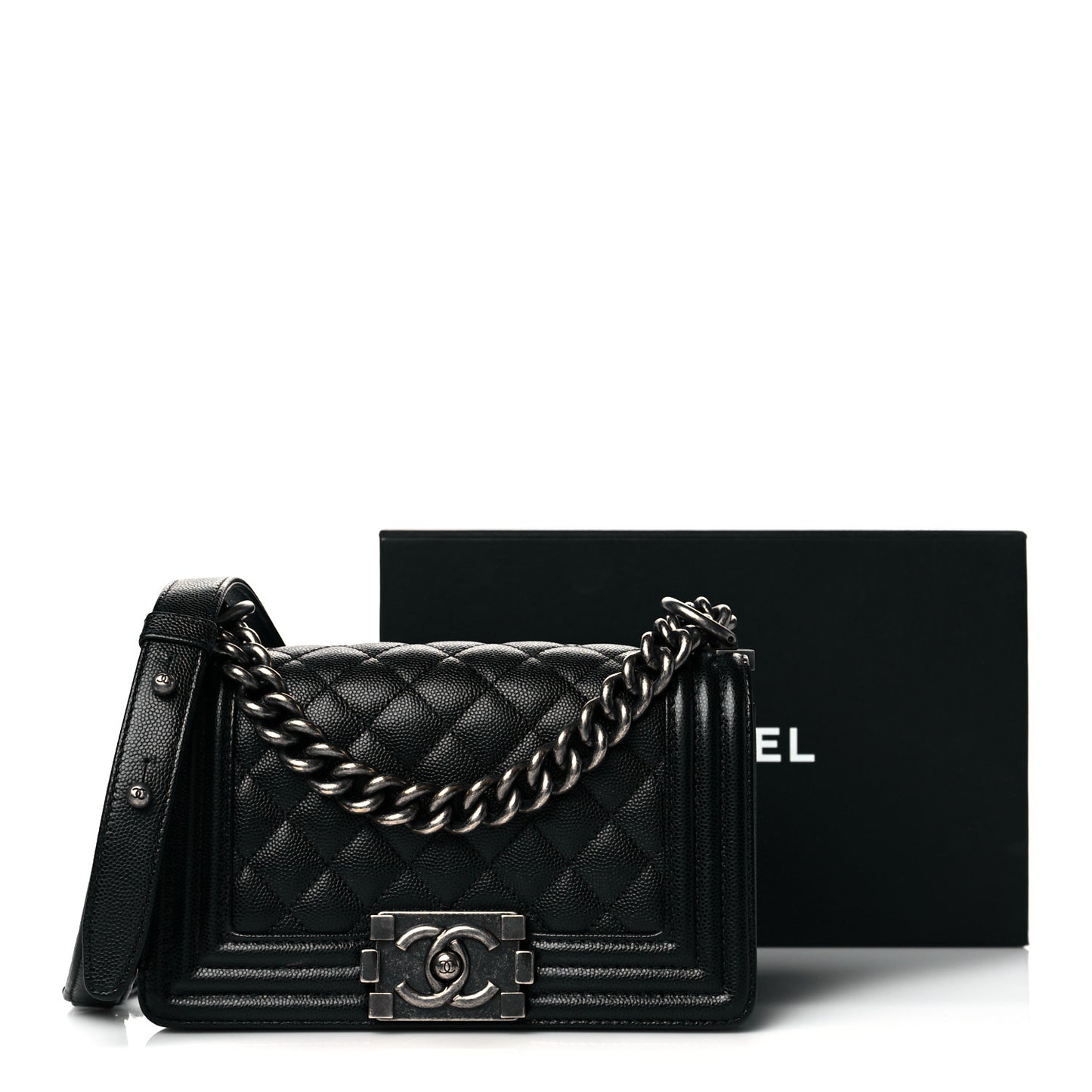 Caviar Quilted Small Boy Flap Black