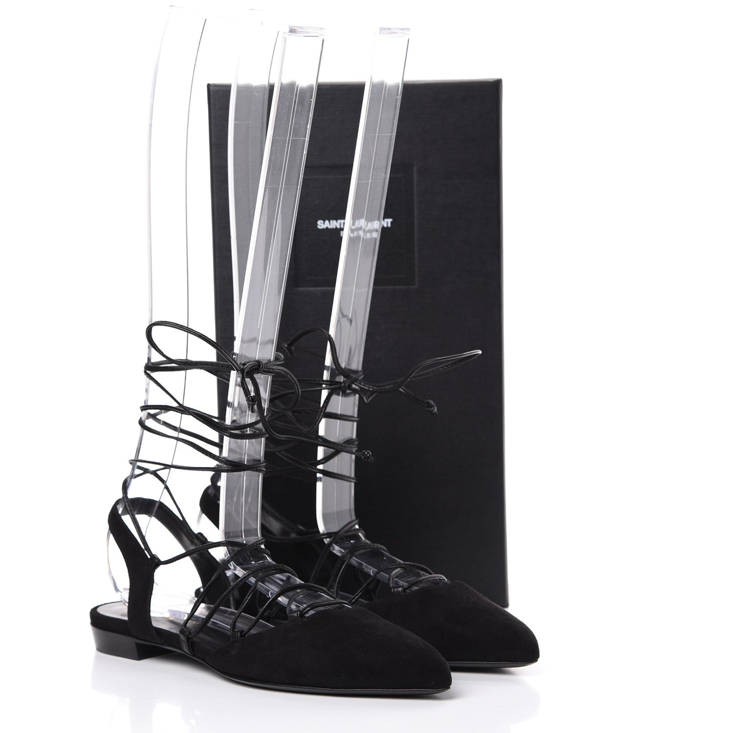 Kid Scamosciato Lace Up Pointed Toe Flats 35 Black