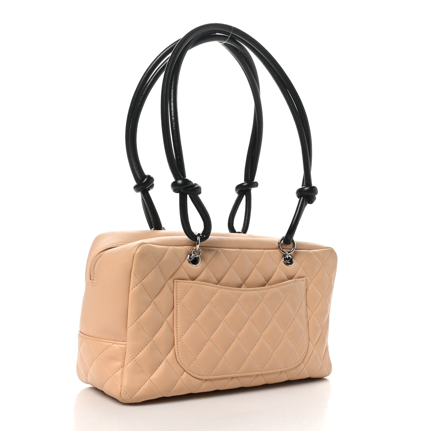 Calfskin Quilted Large Cambon Bowler Beige Black