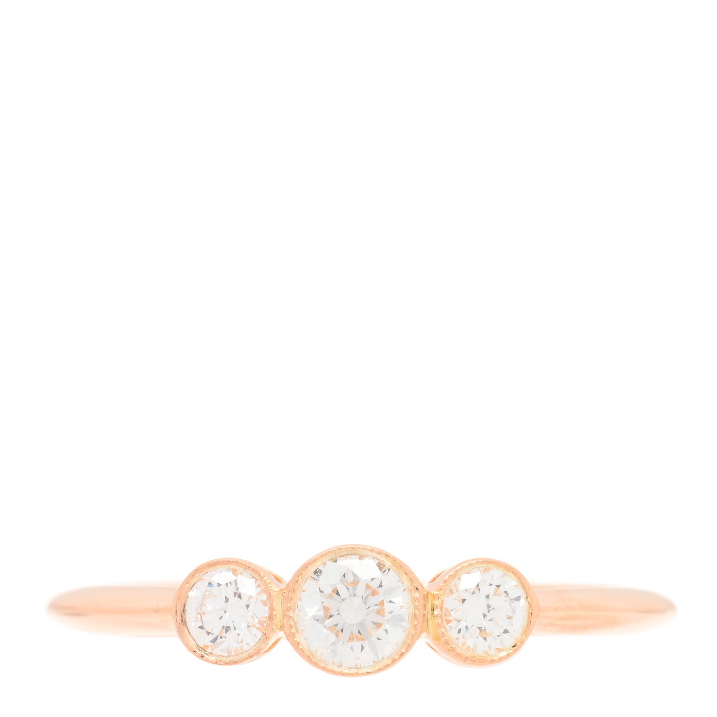 18K Rose Gold Diamond Three Stone Milgrain Ring 53 6.25
