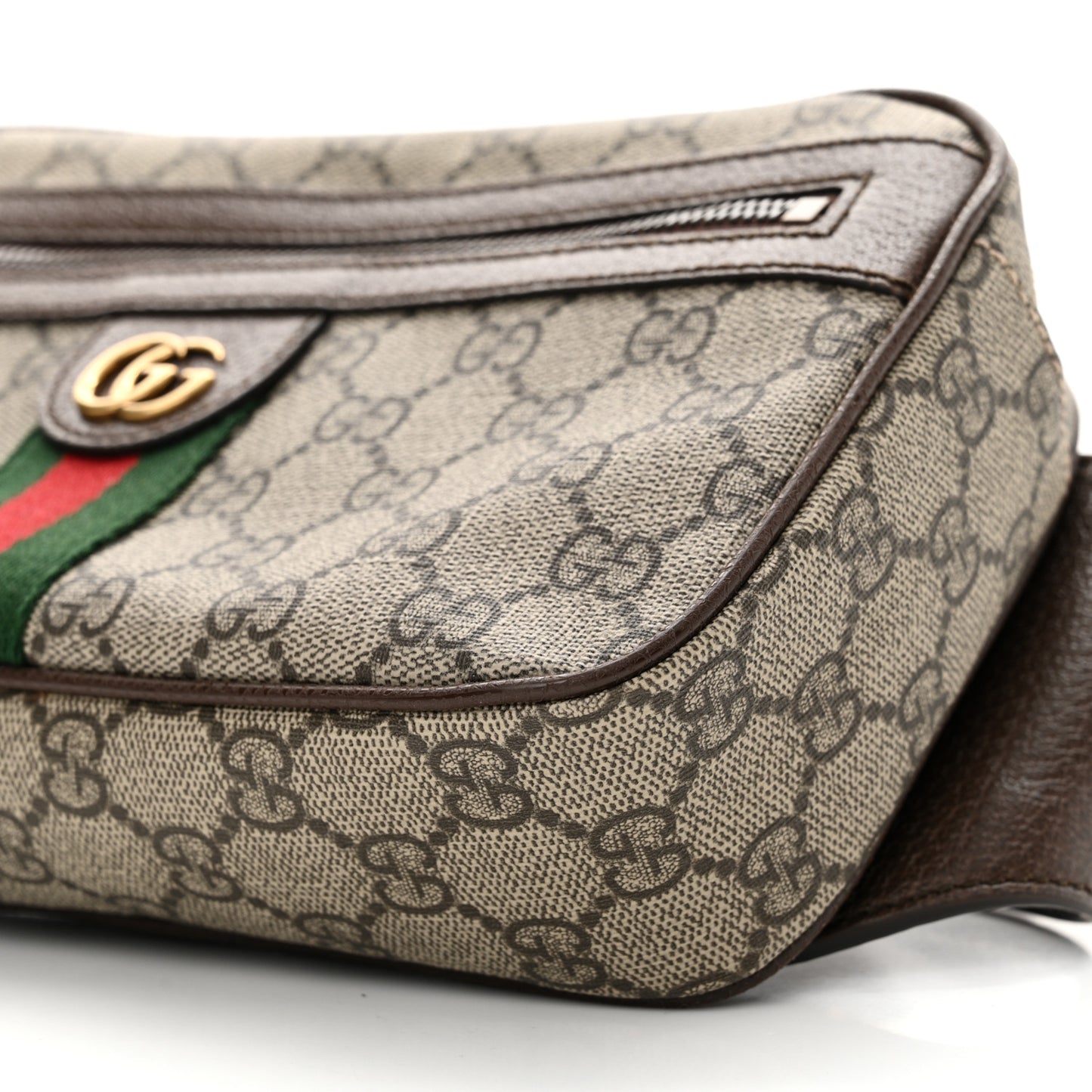 Soft GG Supreme Monogram Medium Ophidia Belt Bag Dark Brown