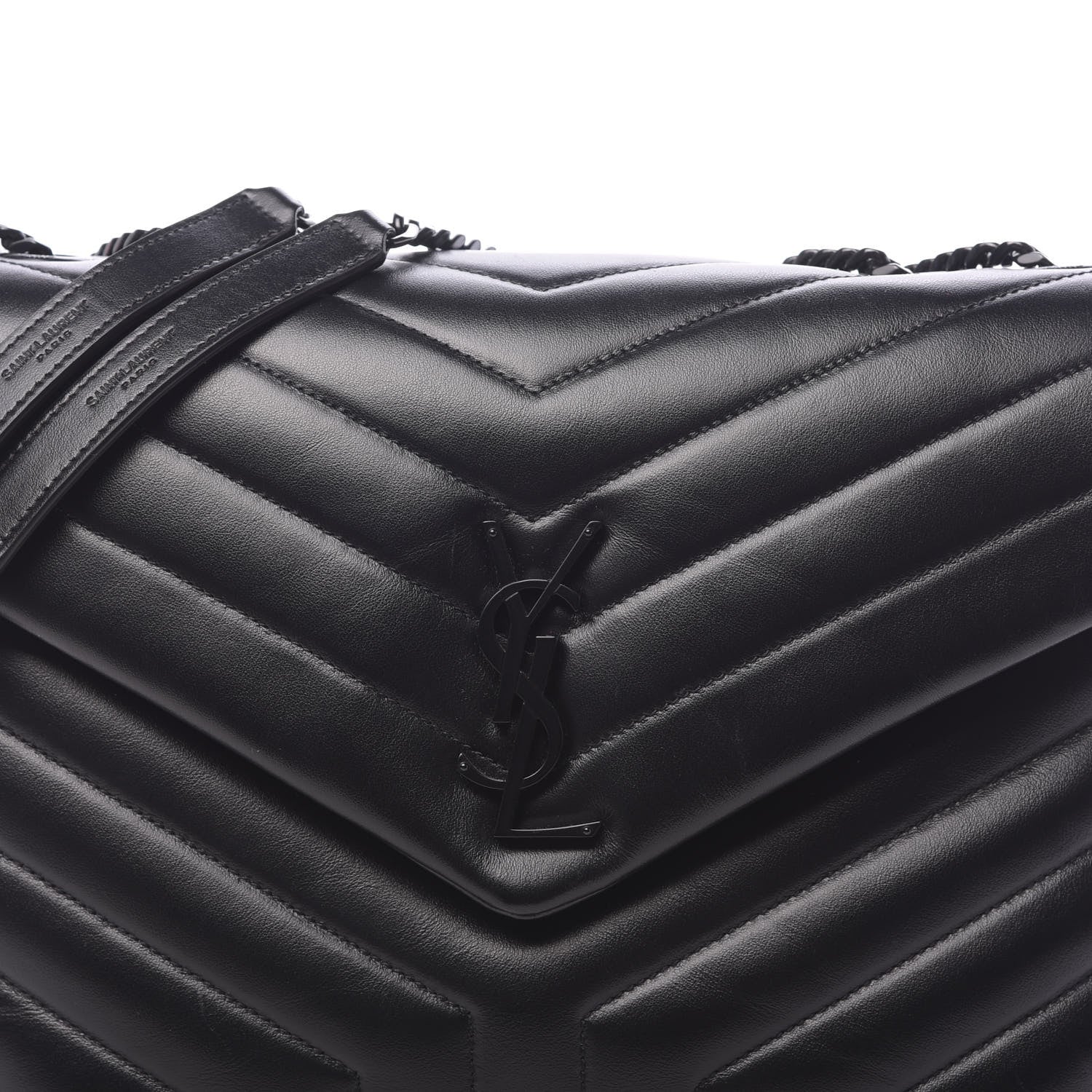 Saint Laurent Calfskin Y Quilted Monogram Medium Loulou Chain Satchel Black 7 of 10