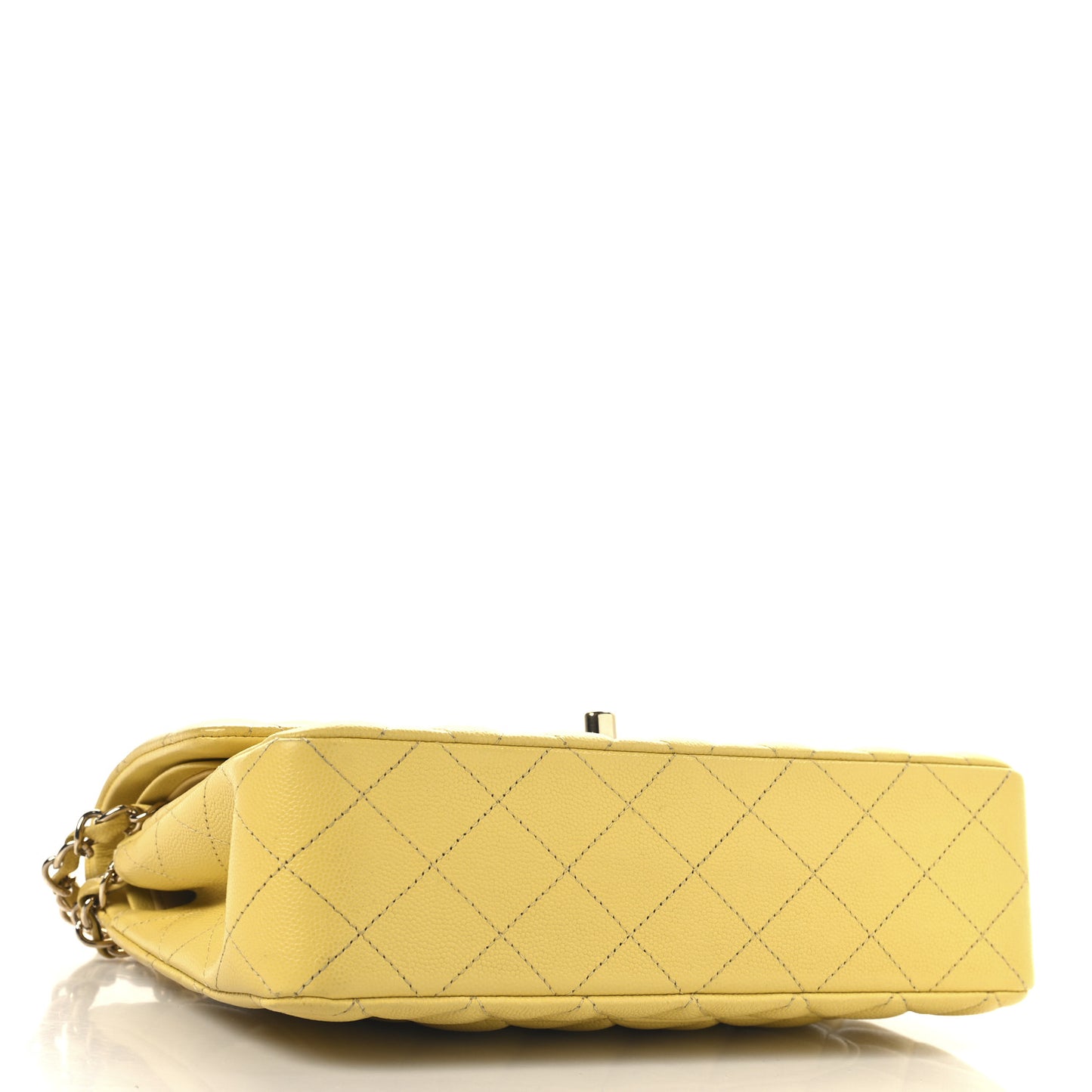 Caviar Quilted Small Double Flap Light Yellow