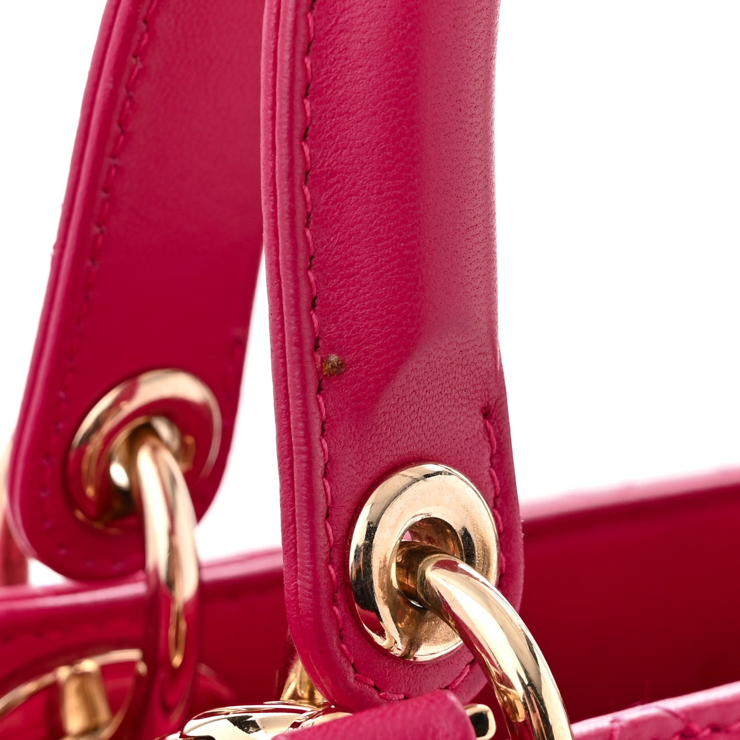 CHRISTIAN DIOR Lambskin Cannage Medium Lady Dior Fuchsia