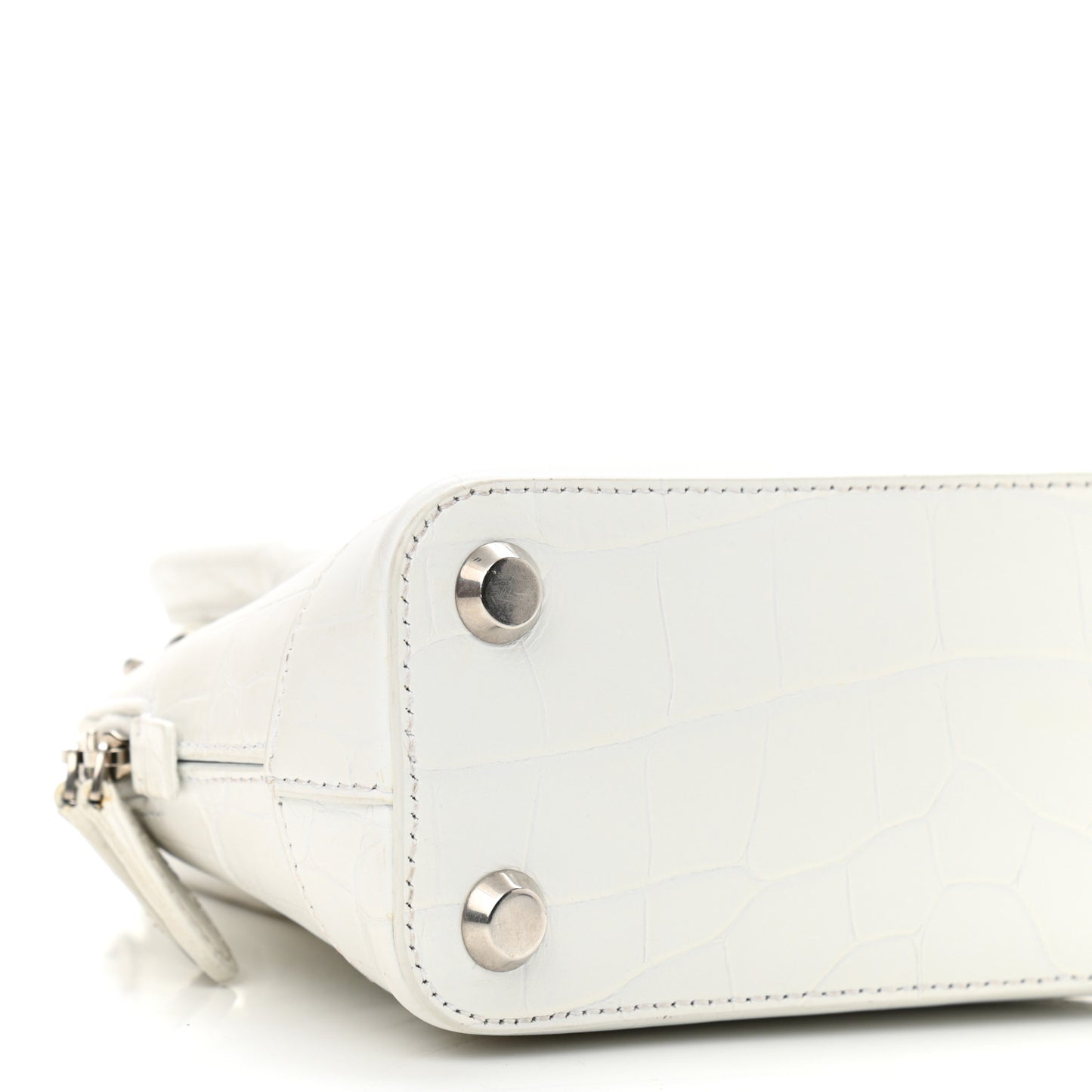 Calfskin Crocodile Embossed XXS Ville Top Handle Bag White Black