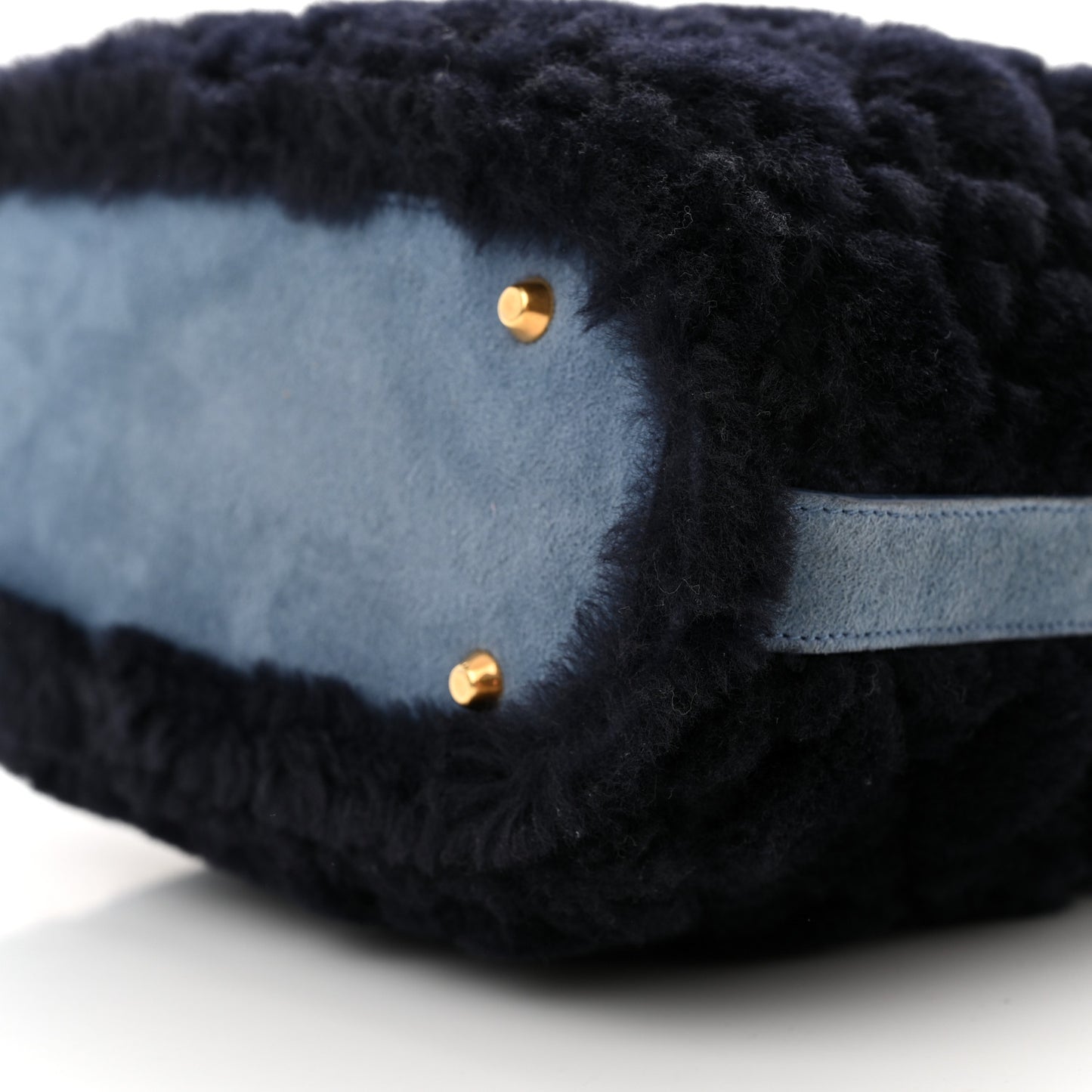 Shearling Suede C'est Dior Cannage Bucket Bag Navy