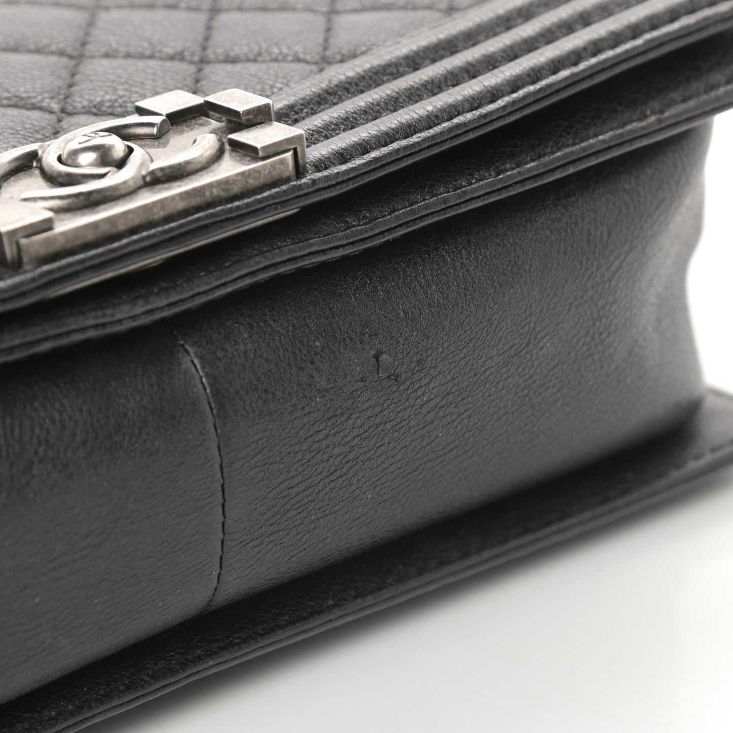 Metallic Calfskin Quilted Medium Boy Flap Black