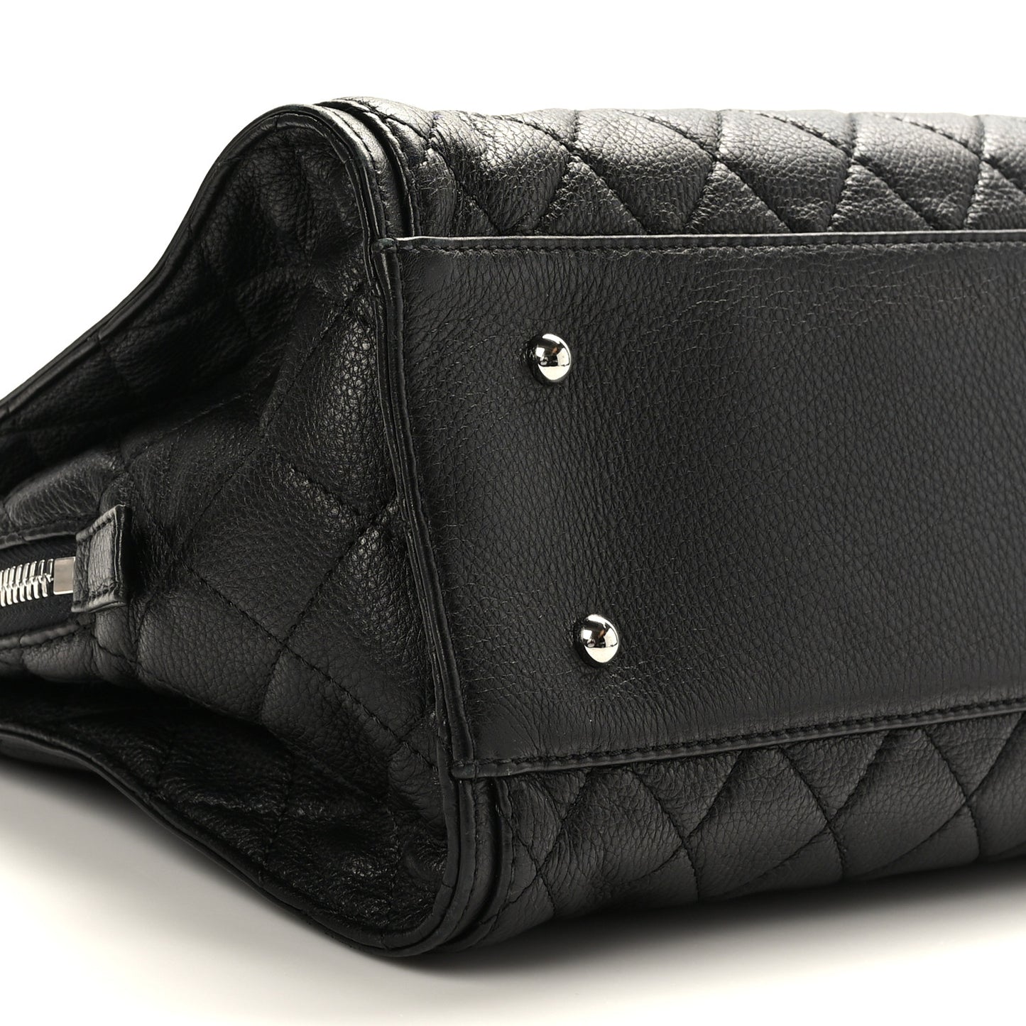 Calfskin Quilted Shopping Tote Black