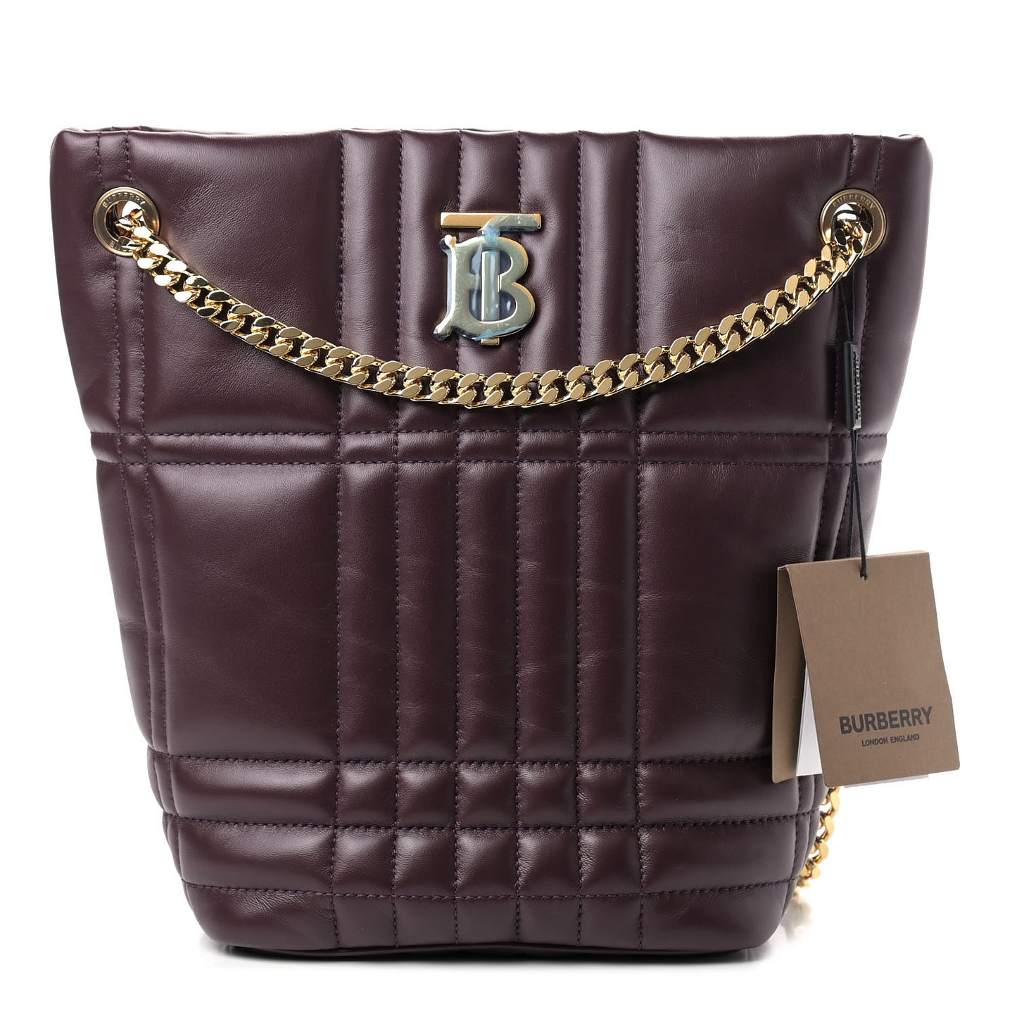 Lambskin Quilted Small Lola Bucket Bag Deep Maroon