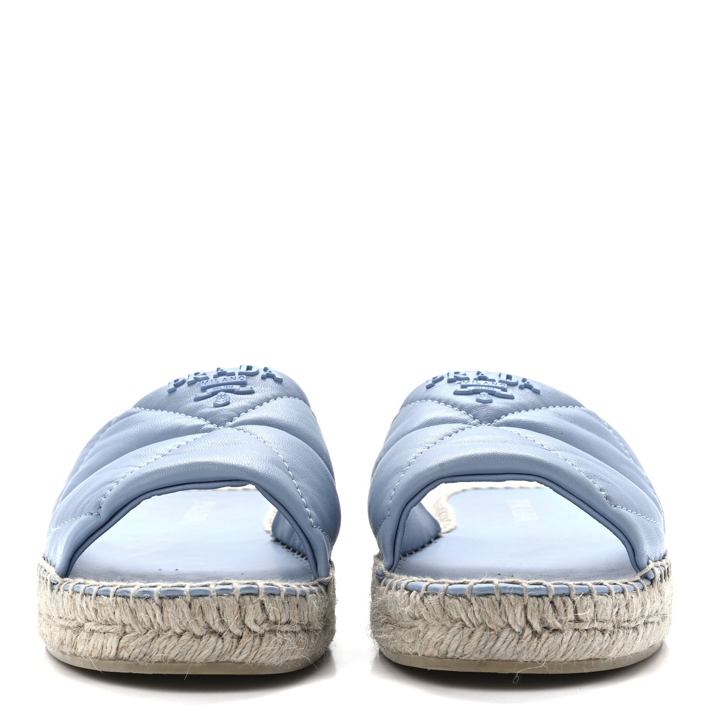 Nappa Logo Quilted Espadrille 20mm Slide Sandals 40 Celeste