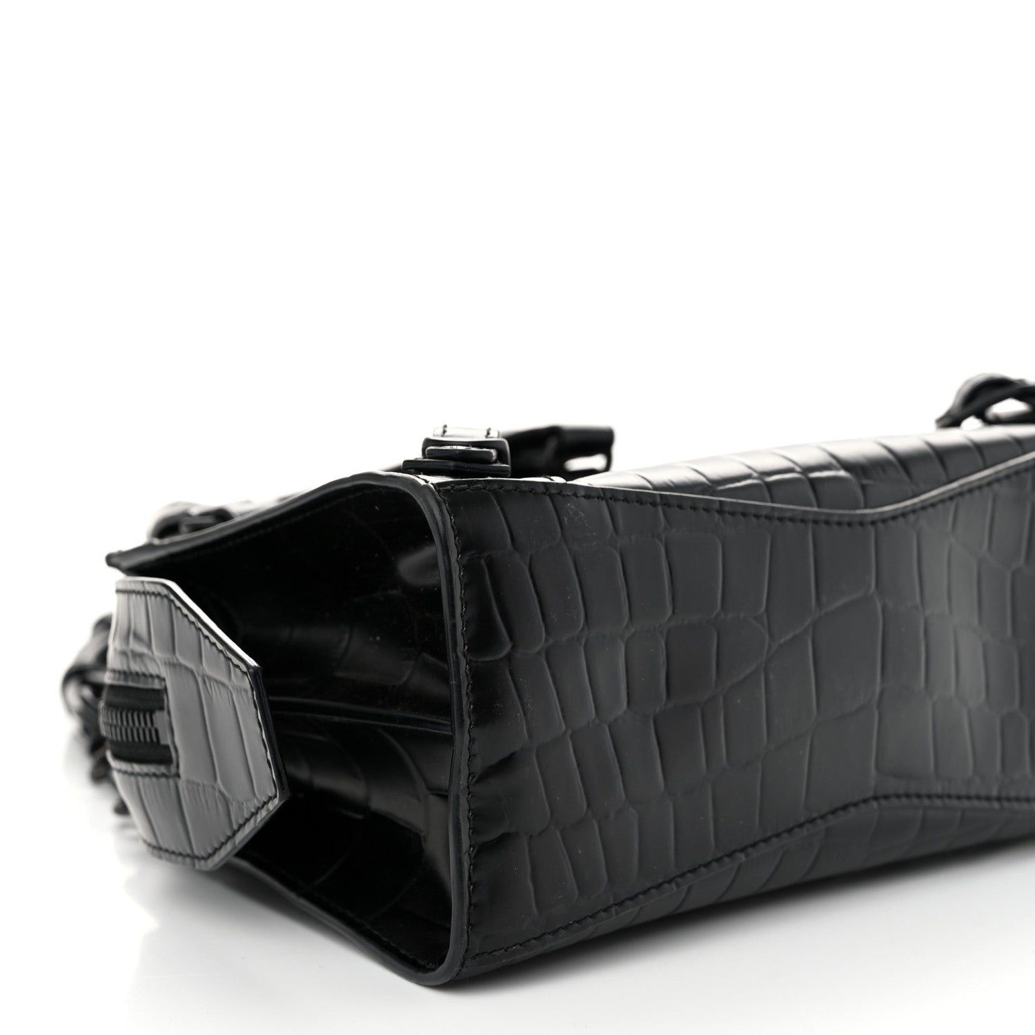 Balenciaga Semi Shiny Calfskin Crocodile Embossed Neo Classic Black Hardware Mini City Black 8 of 9