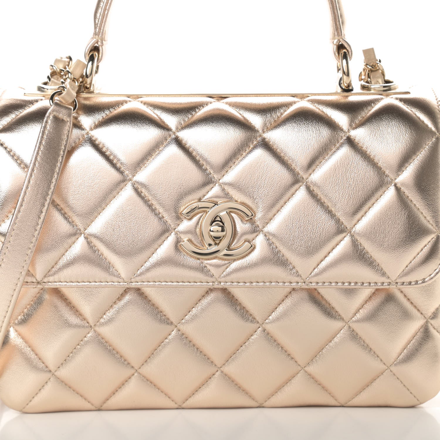 Chanel Metallic Lambskin Quilted Small Trendy CC Flap Dual Handle Bag Gold 8 of 11