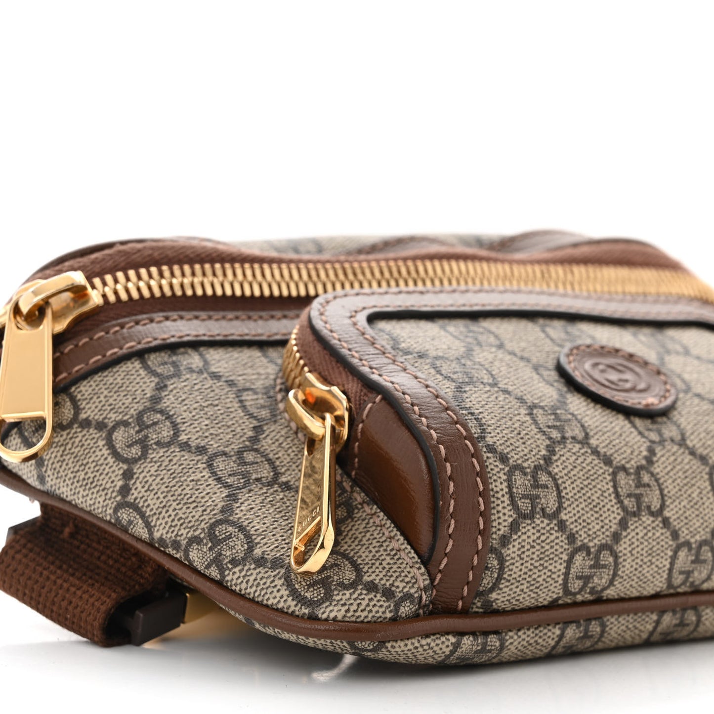 GG Supreme Monogram Textured Calfskin Retro Interlocking G Belt Bag Beige Ebony Brown Sugar