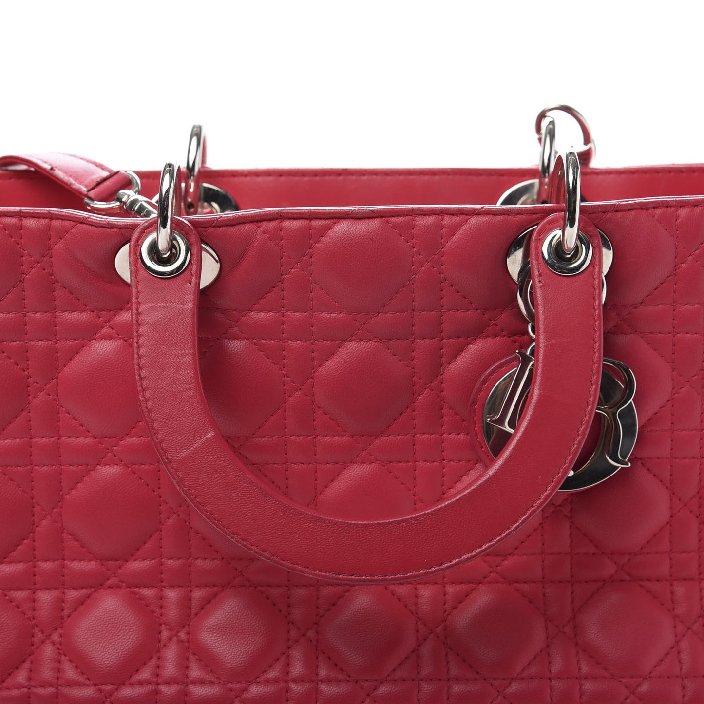 Lambskin Cannage Large Lady Dior Fuchsia