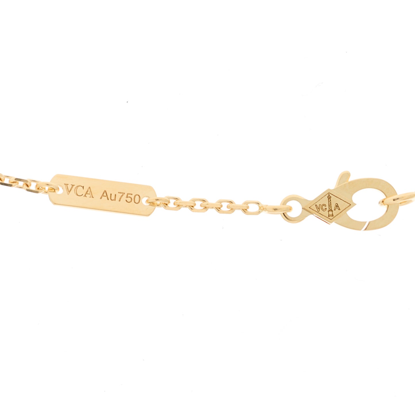 18K Yellow Gold Mother of Pearl Vintage Alhambra Pendant Necklace