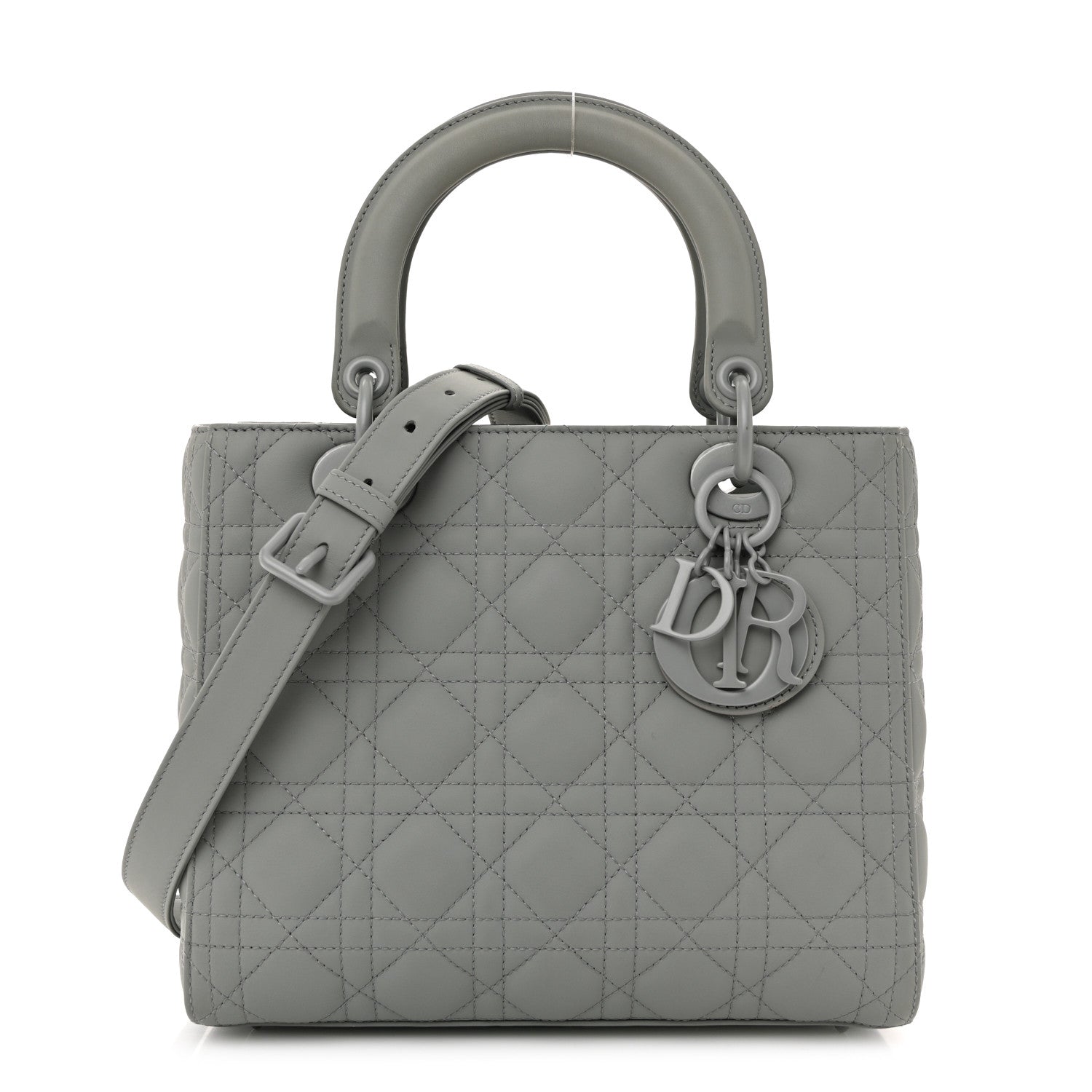 Christian Dior Ultra Matte Calfskin Cannage Medium Lady Dior Grey