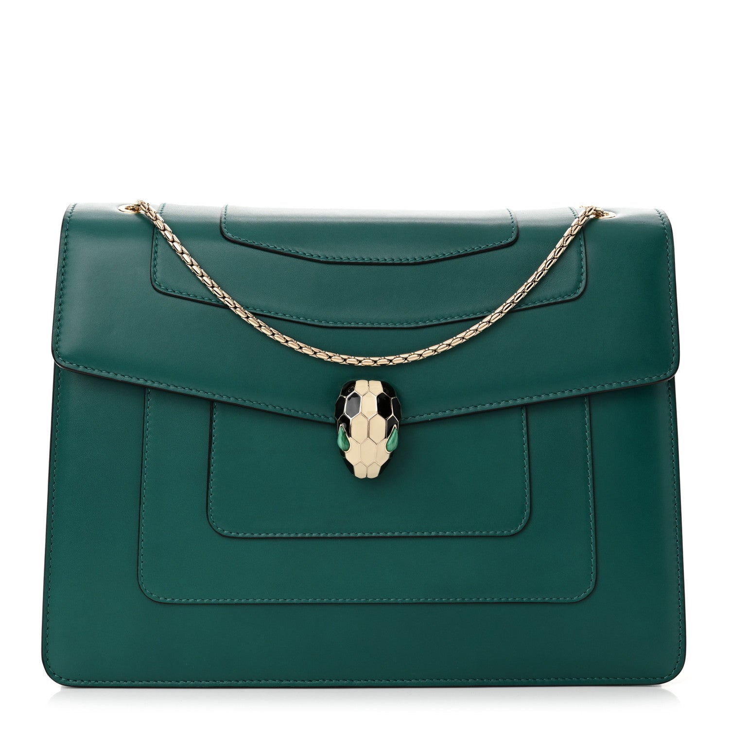 Bulgari Calfskin Medium Serpenti Forever Crossbody Bag Emerald Green 1 of 12