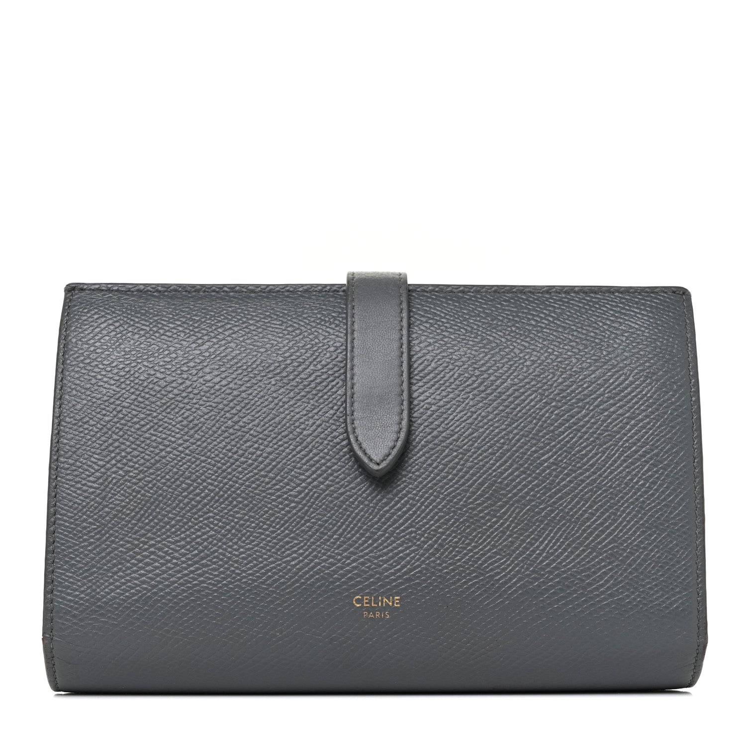 Celine Grained Calfskin Large Multifunction Strap Wallet Grey 1 of 14
