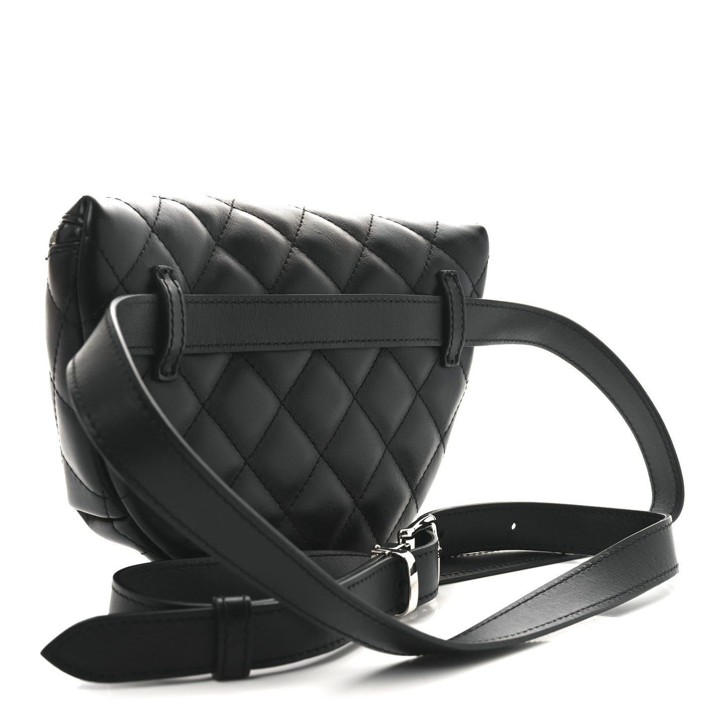 Calfskin Quilted Waist Belt Bag Black