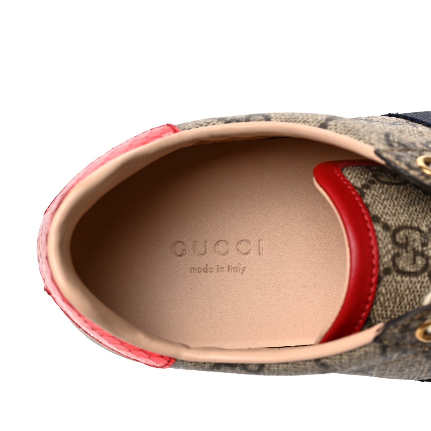 GG Supreme Monogram Ayers Web Womens Ace Sneakers 38 Beige