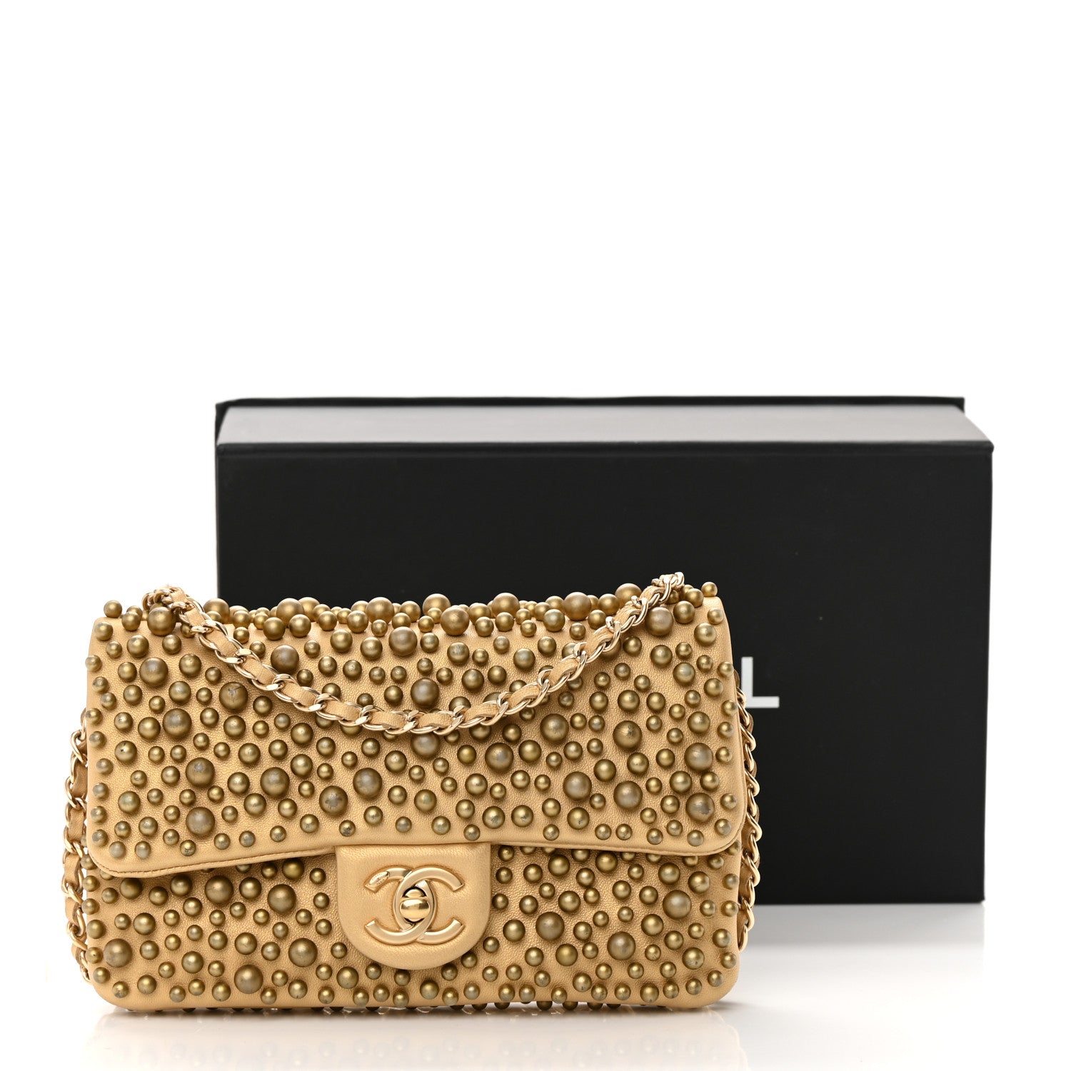 Chanel Lambskin Pearls Flap Gold 19 of 19