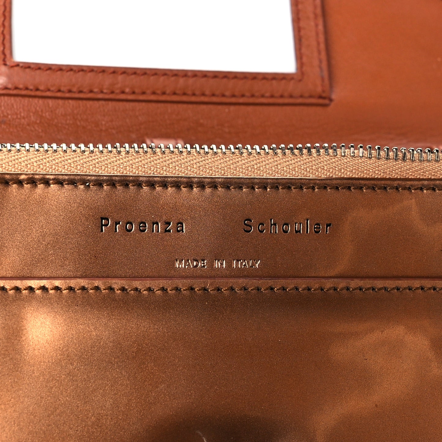 Metallic Patent PS11 Chain Wallet Brown
