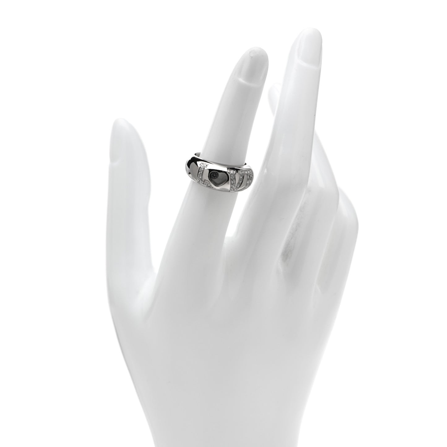 18K White Gold Happy Diamonds Love Heart Band Ring 53 6.25