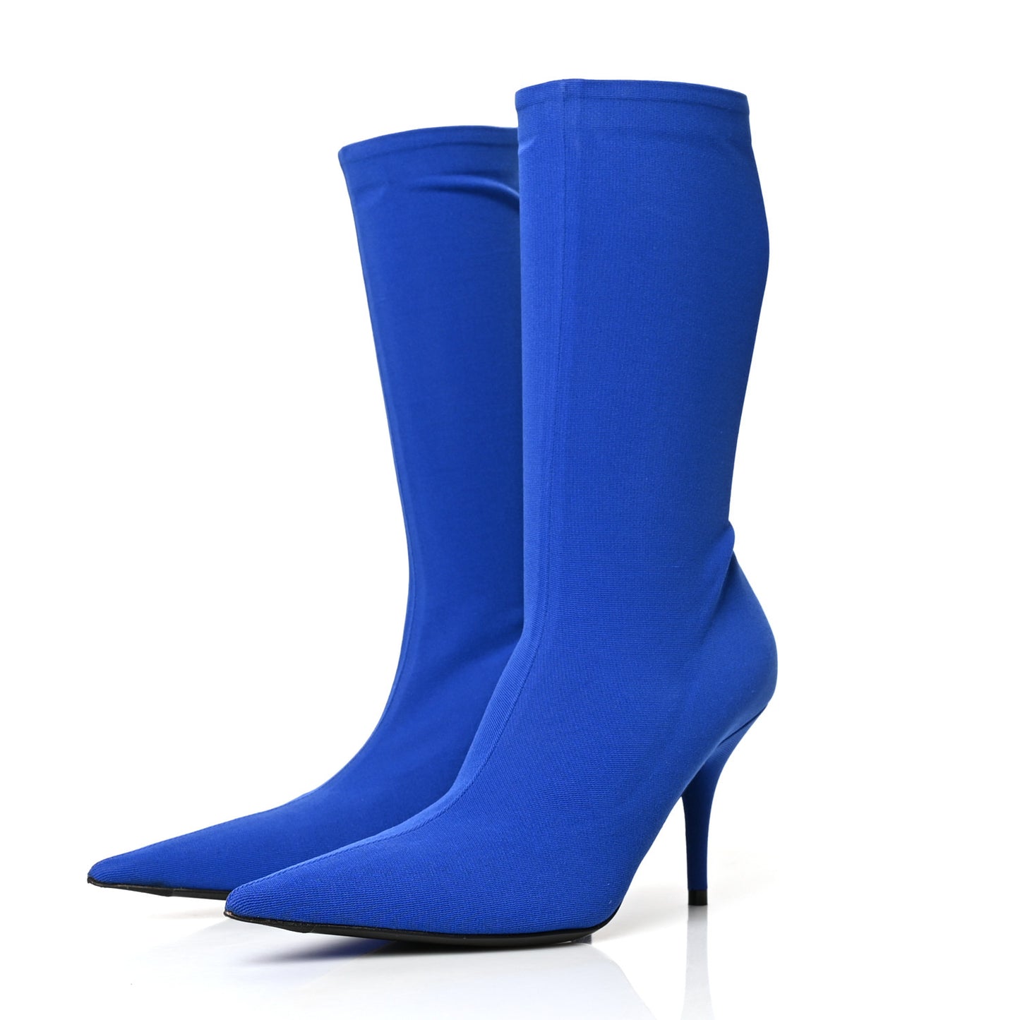 Jersey Crepe Pointed Toe Knife Booties 35 Bleu Roi