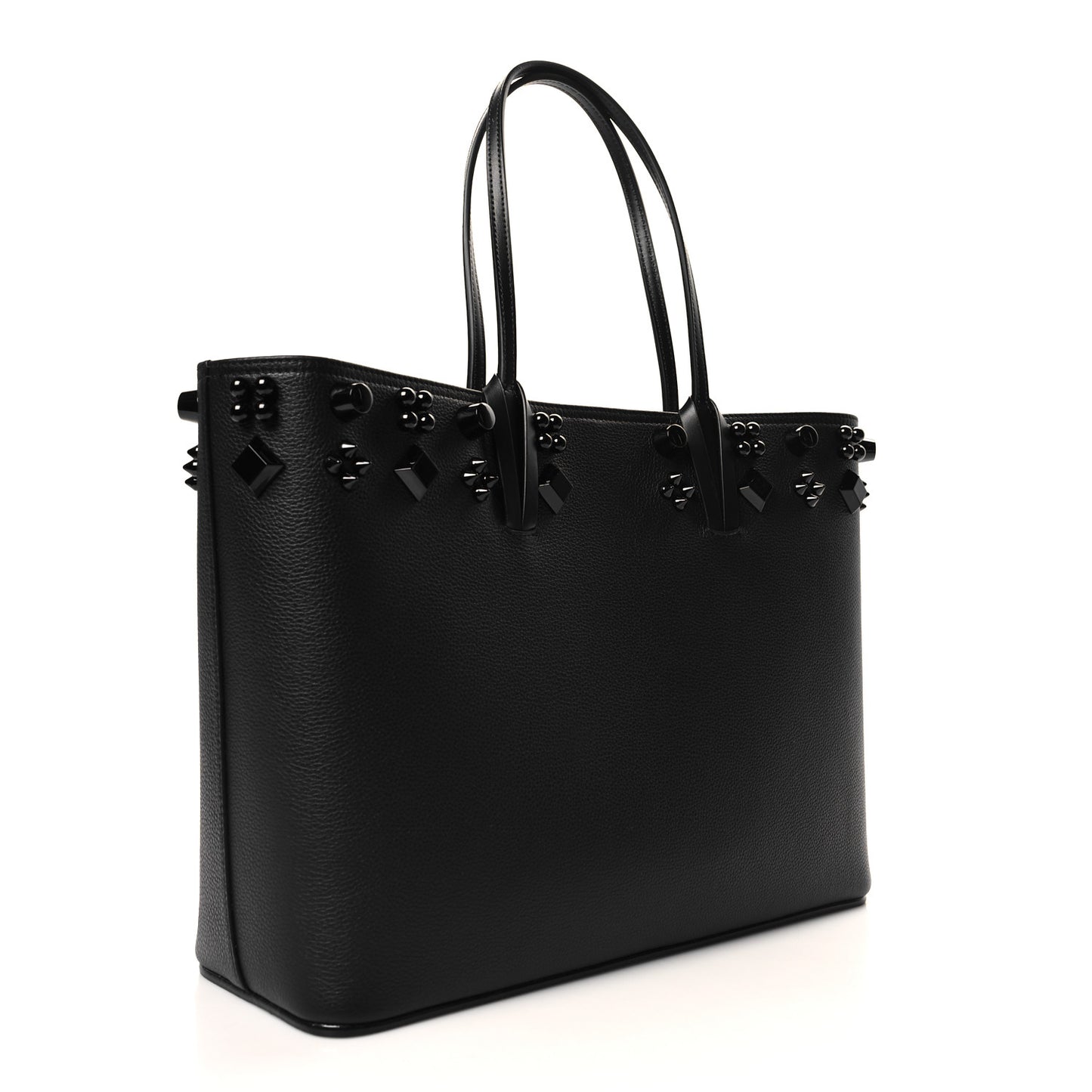 Calfskin Empire Spike Studded East West Cabata Tote Black