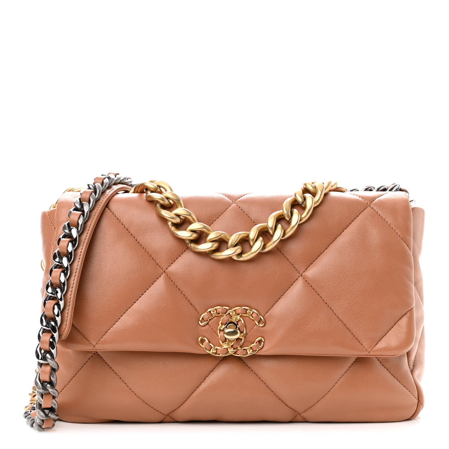 Chanel Lambskin Quilted Large Chanel 19 Flap Brown 1 of 10