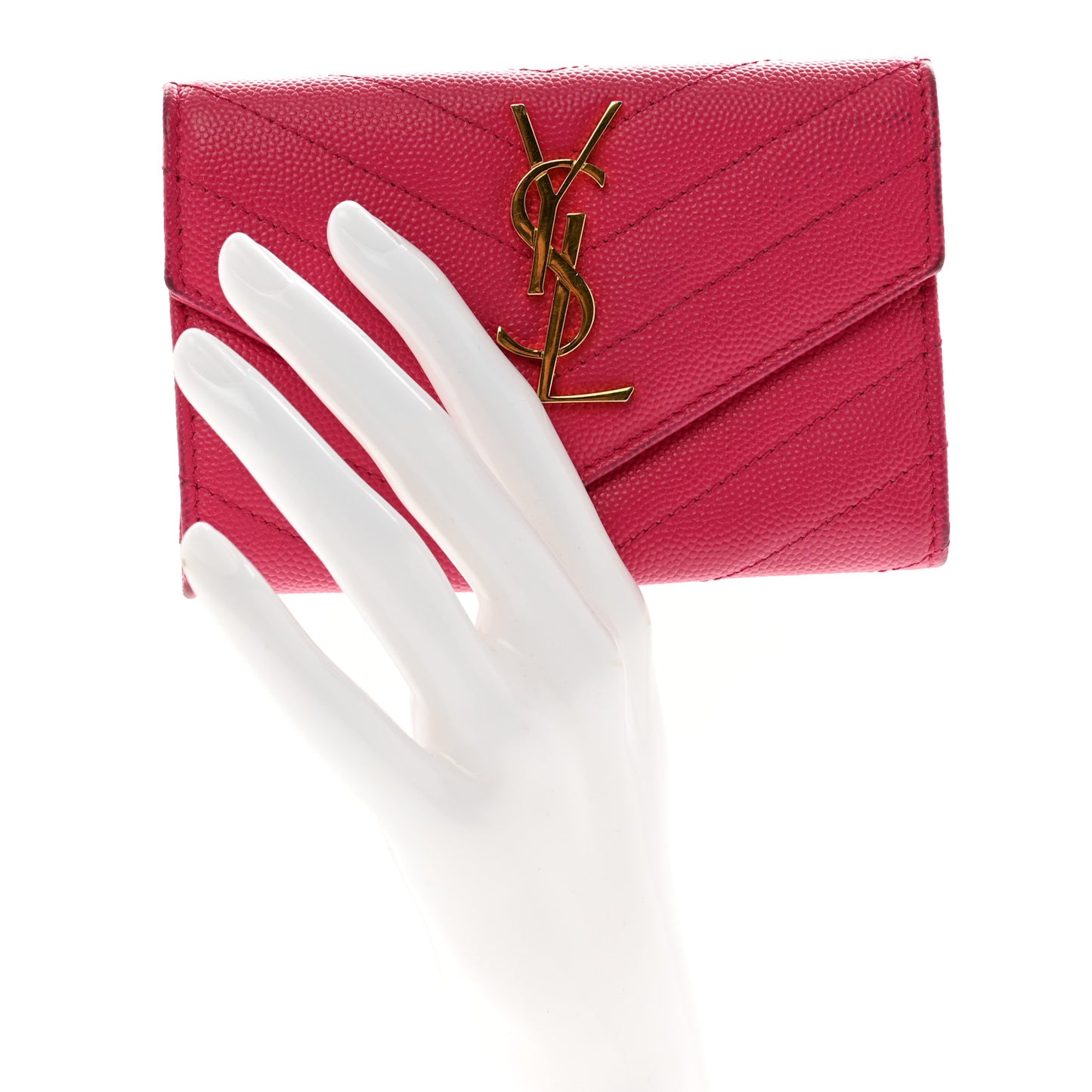 Grain De Poudre Matelasse Chevron Small Monogram Envelope Wallet Bubblegum