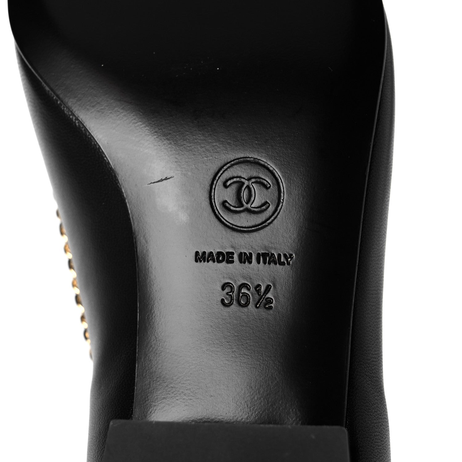 Chanel Lambskin Patent Calfskin Chain Cap Toe Loafer 36.5 Black 6 of 9