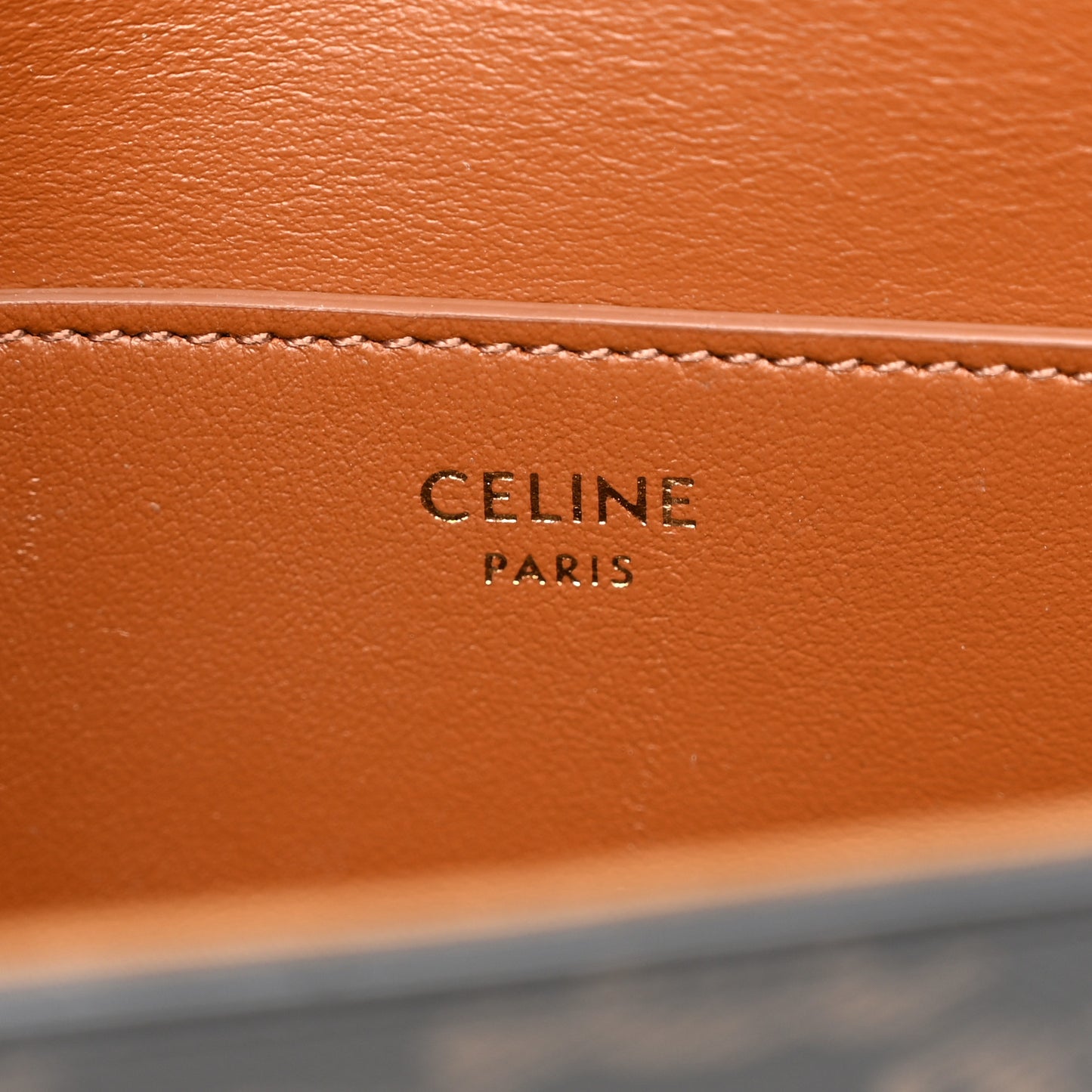 Triomphe Canvas Calfskin Tabou Clutch on Strap Tan